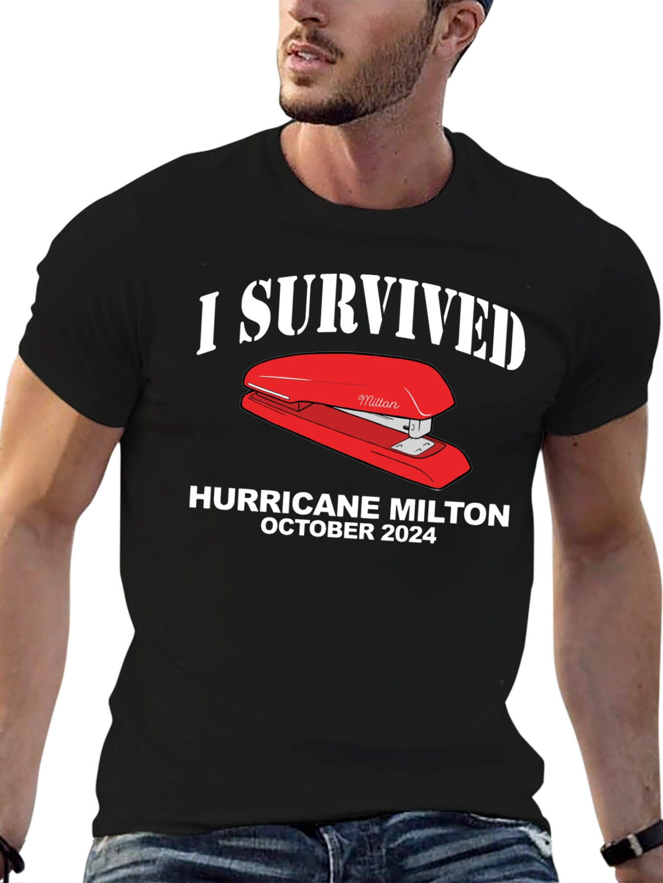 Black I Survived Hurricane Milton October 2024 T-Shirt view 6