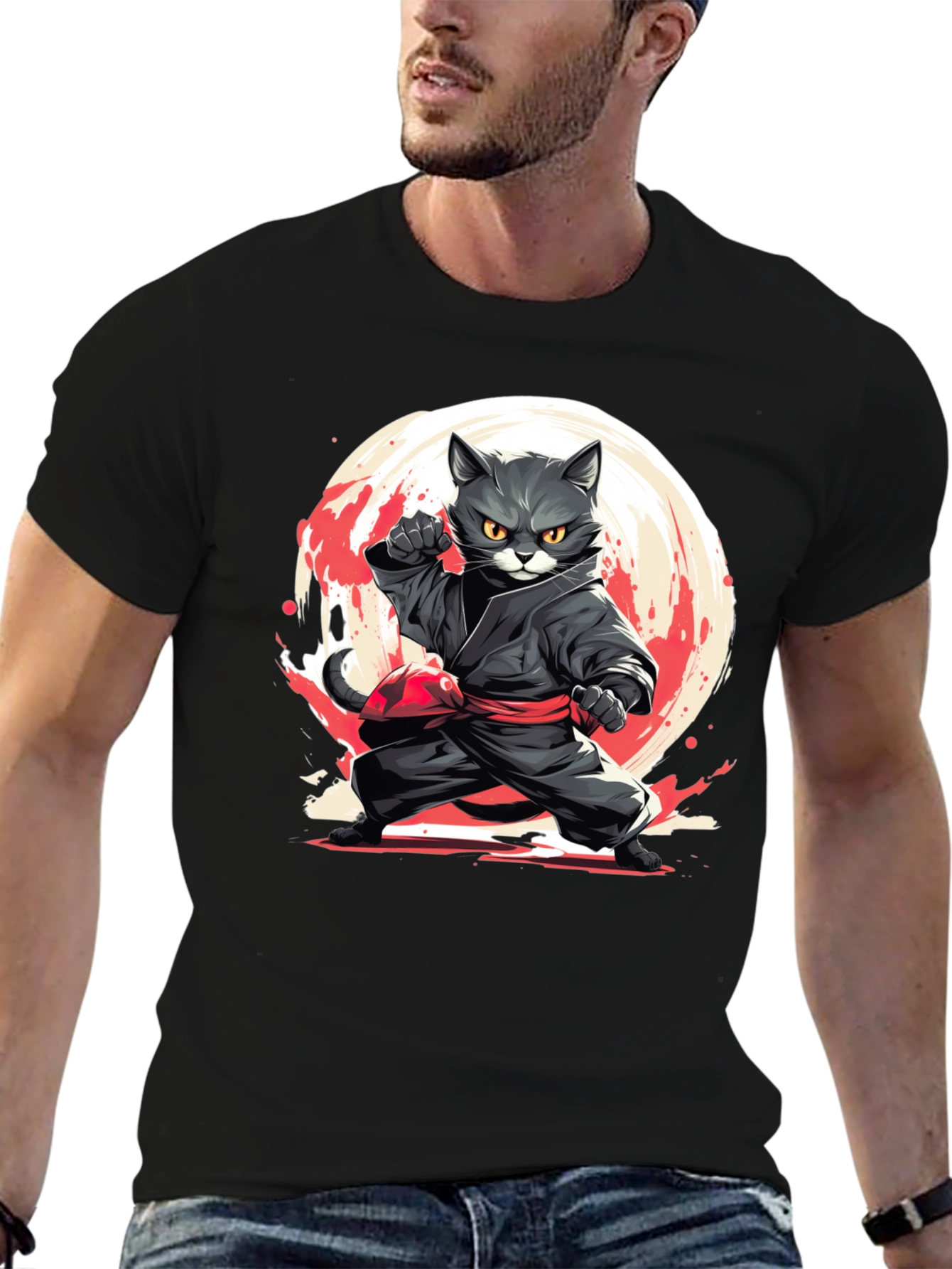 Black Ninja Cat T-Shirt - Martial Arts Kitten Tee view 6