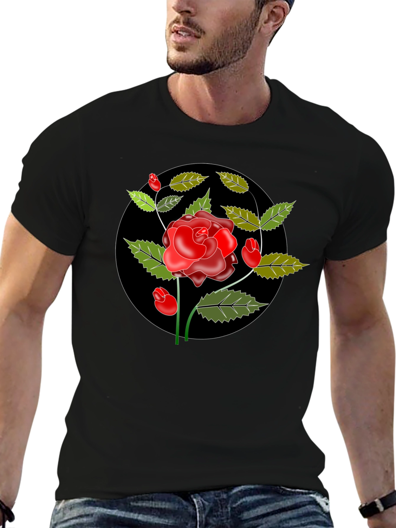 Black Black Rose Graphic Tee - Classic Style view 6