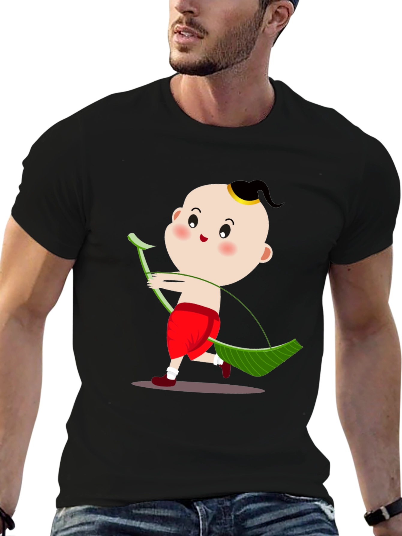 Black Funny Thai Boy Archer Graphic Tee view 6