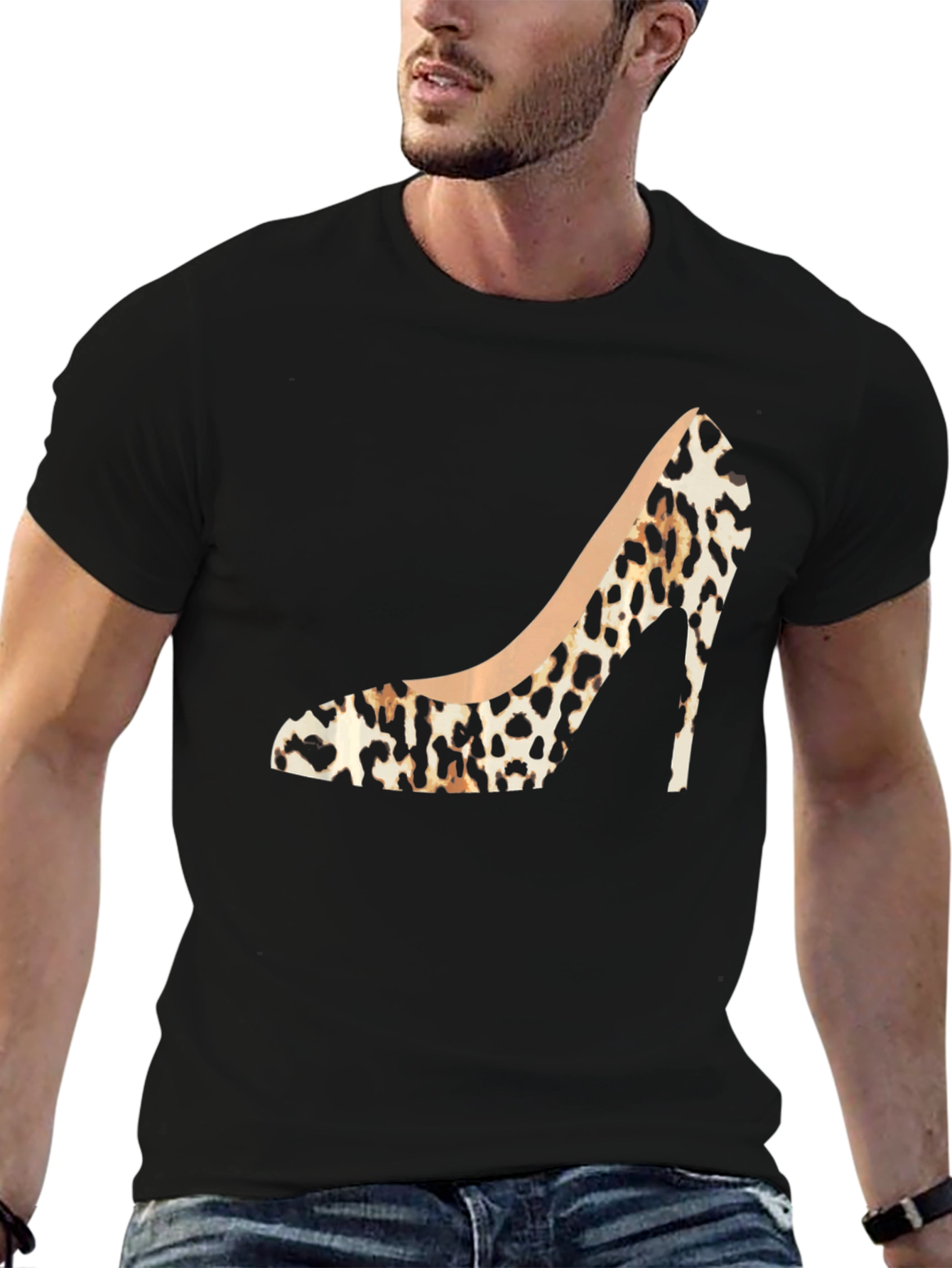 Leopard Print High Heel Graphic Tee - Stylish Fashion Statement - 6
