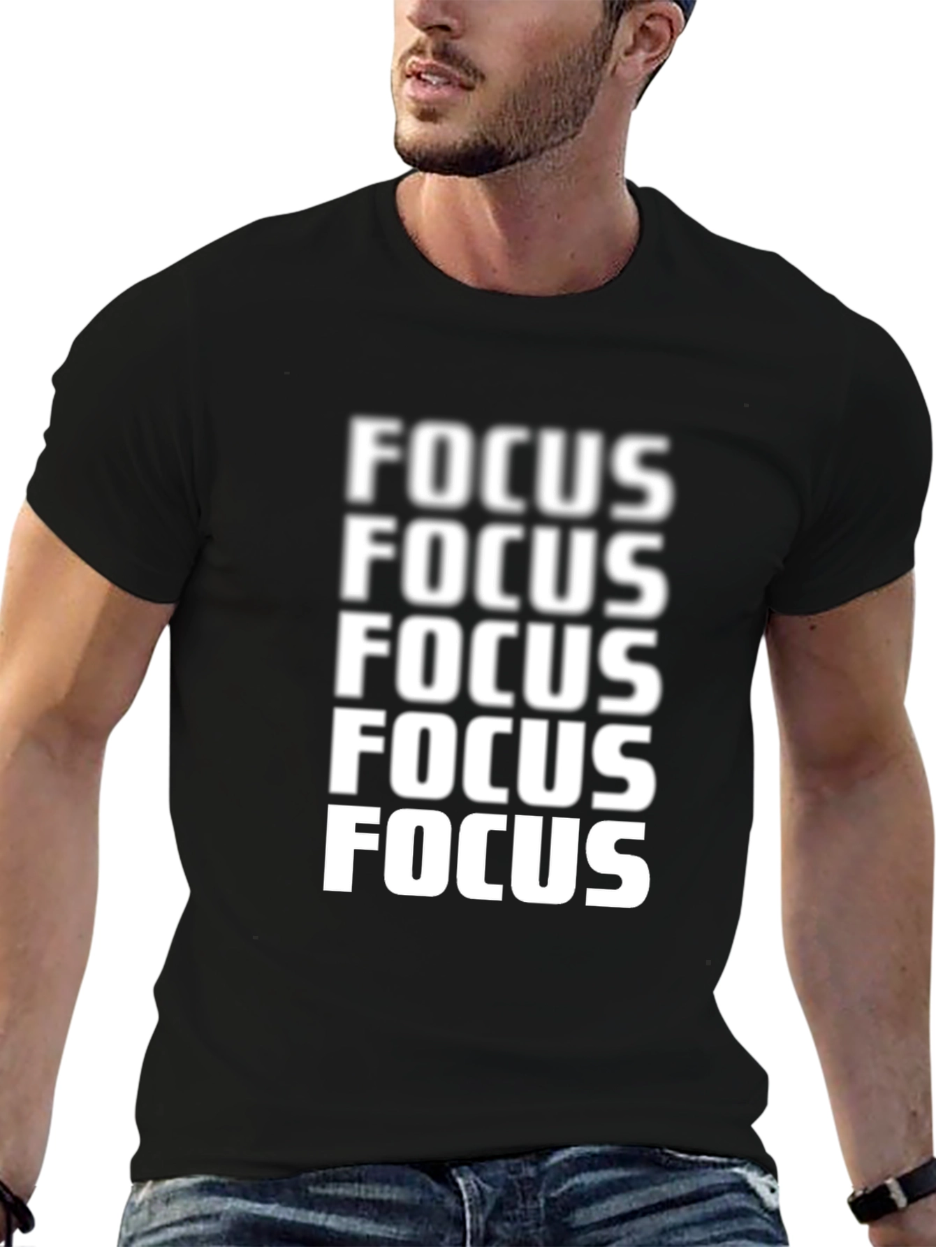 Black Focus Graphic Tee - Mens Crew Neck T-Shirt view 6