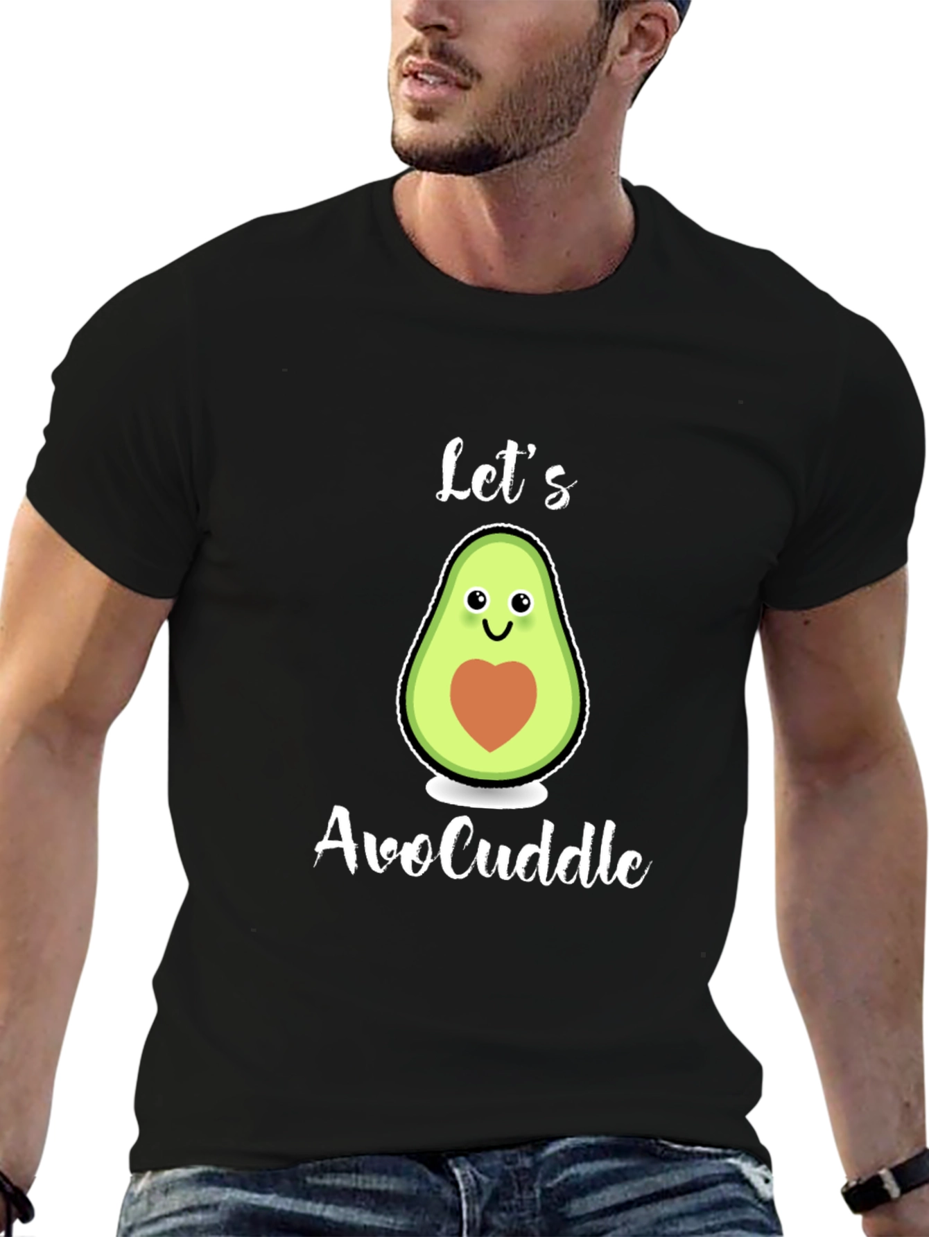 Black Let's AvoCuddle T-Shirt: Cute Avocado Graphic Tee view 6