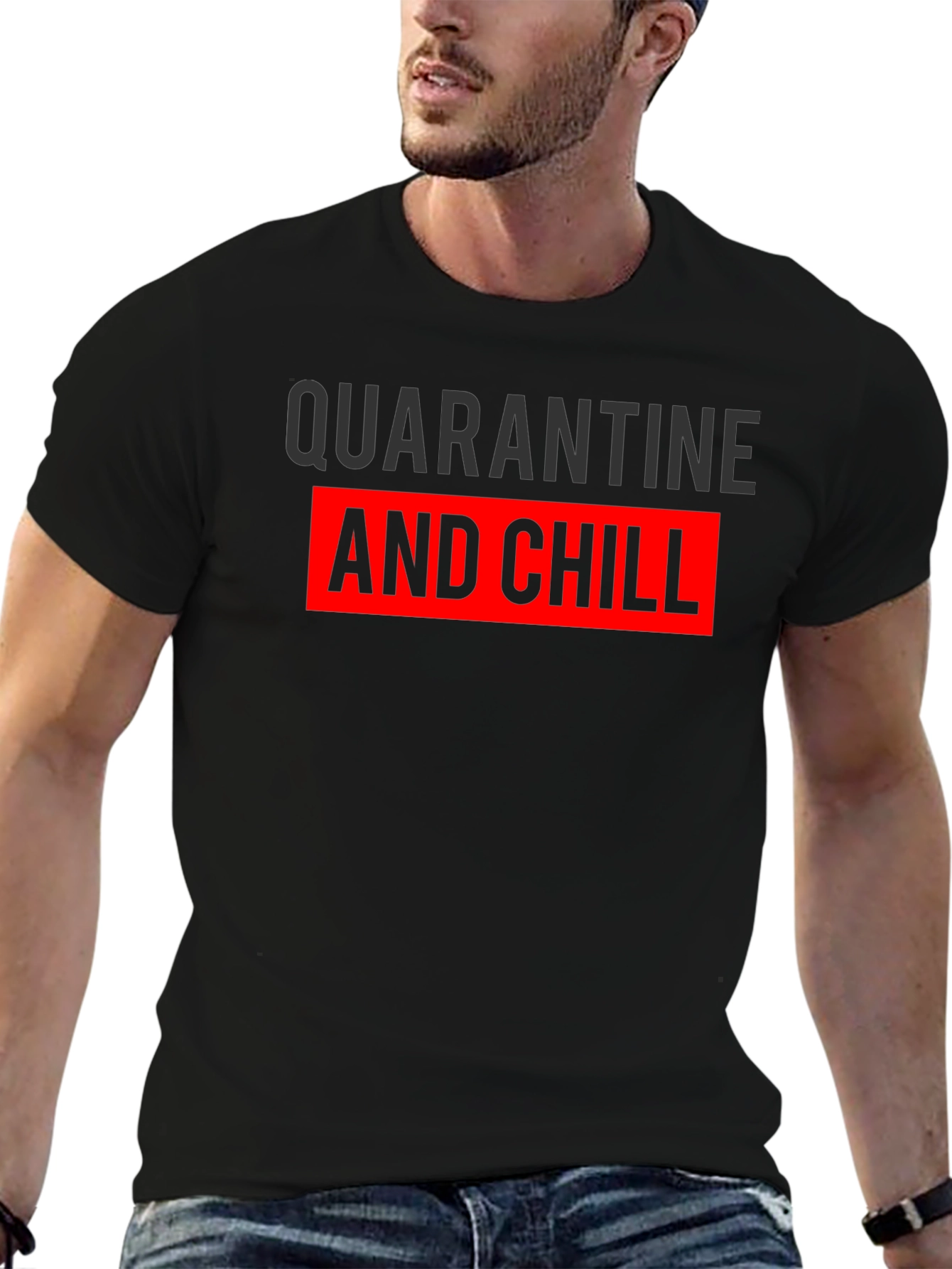 Black Quarantine & Chill Graphic Tee view 6