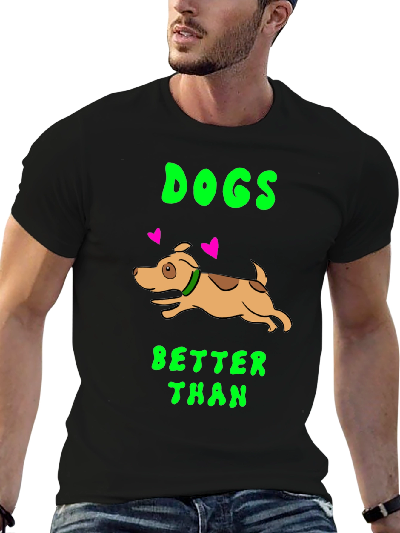 Black Dogs Better Than T-Shirt - Black Cotton Dog Lover Tee view 6