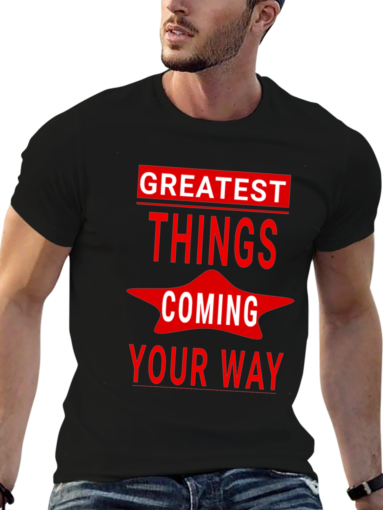 Black Greatest Things Coming Your Way Graphic Tee view 6