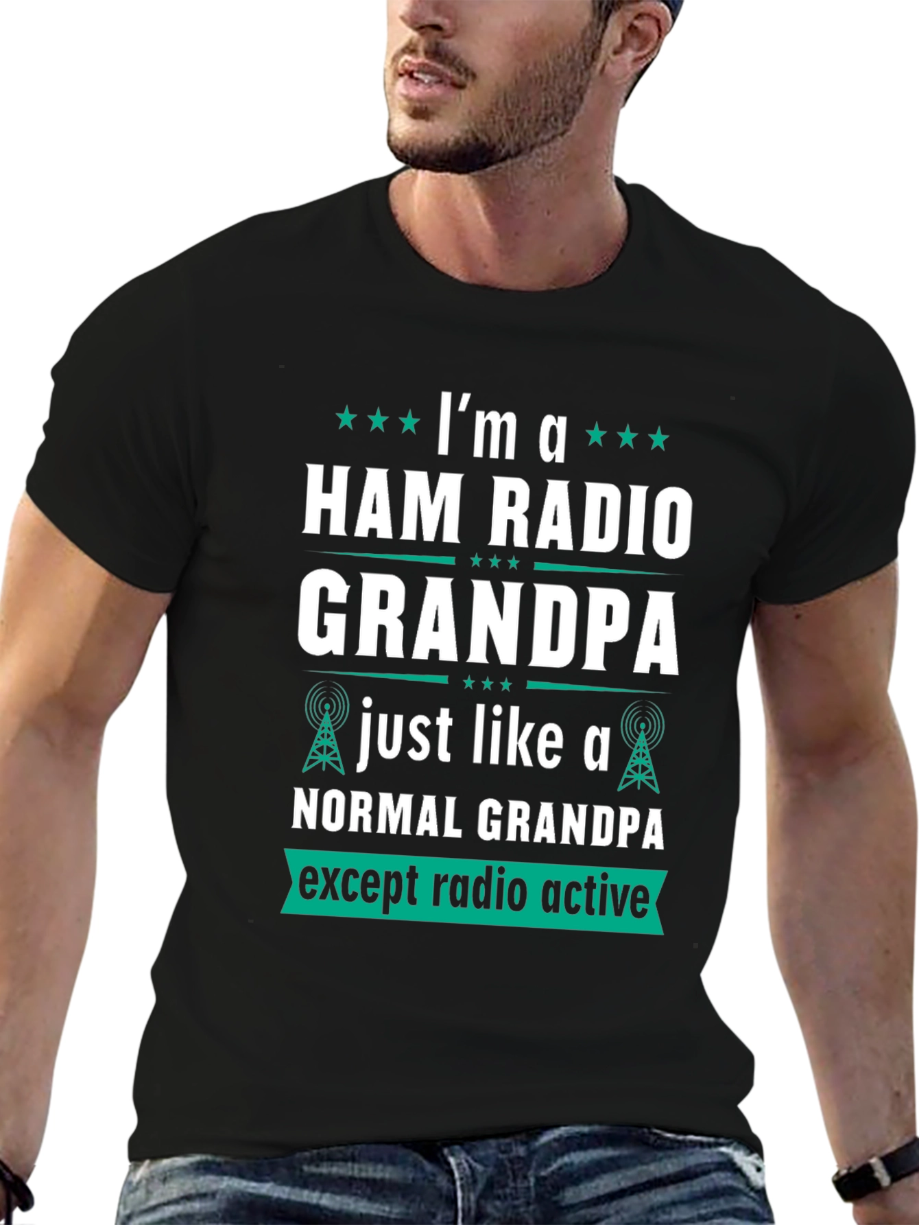 Black Ham Radio Grandpa T-Shirt view 6