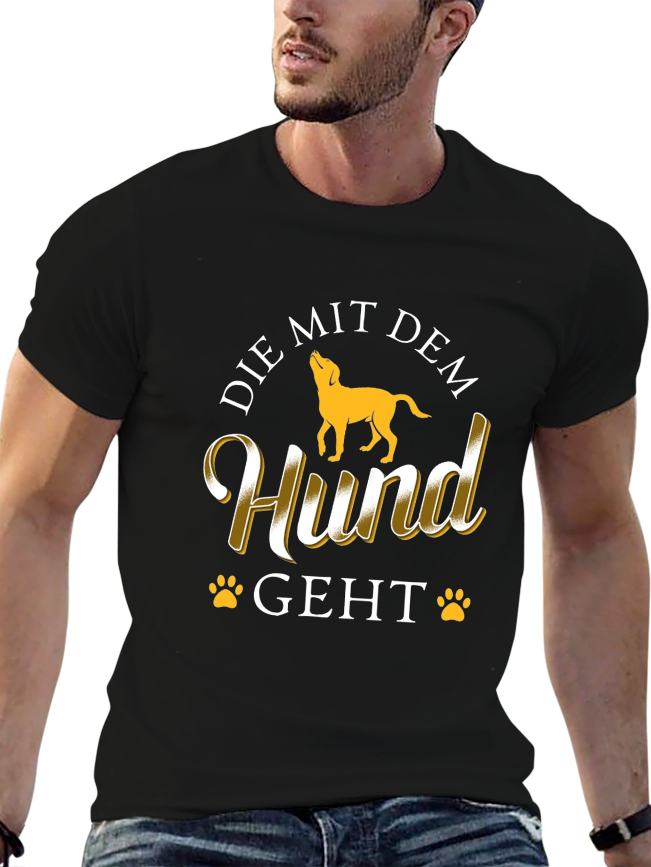 Black Die Mit Dem Hund Geht T-Shirt view 6