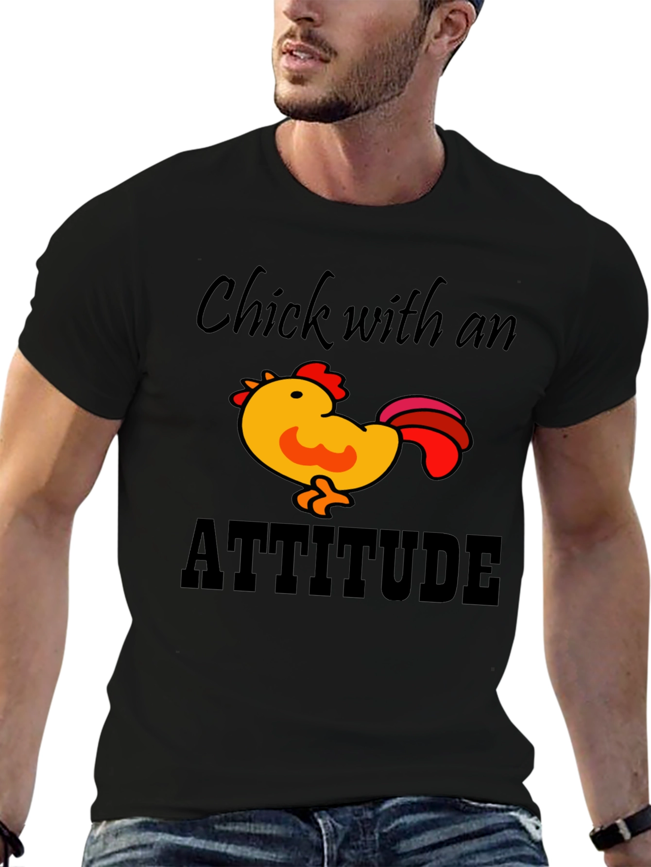 Black Chick with Attitude Black T-Shirt view 6