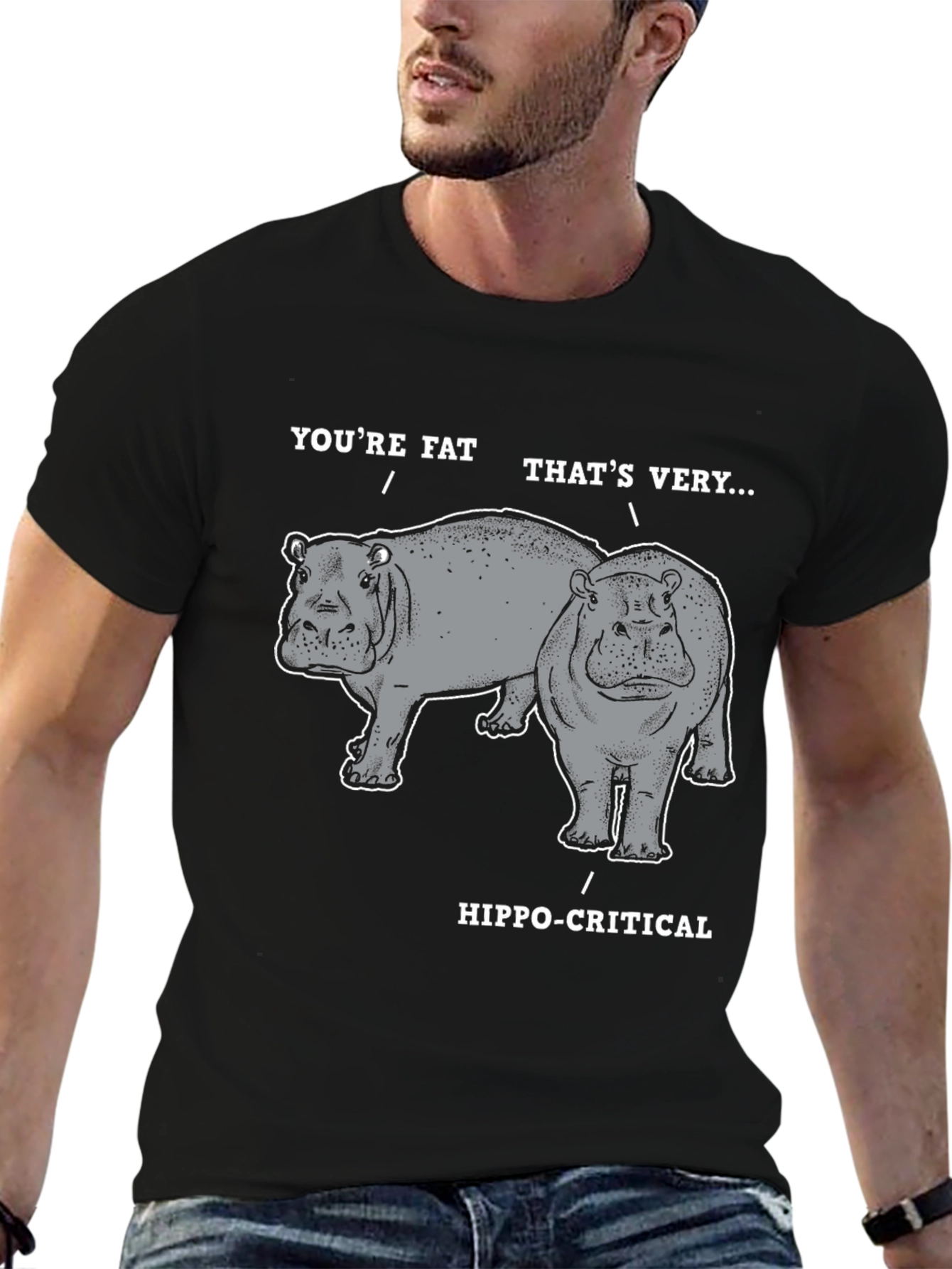Black Hippo-Critical Graphic Tee view 6