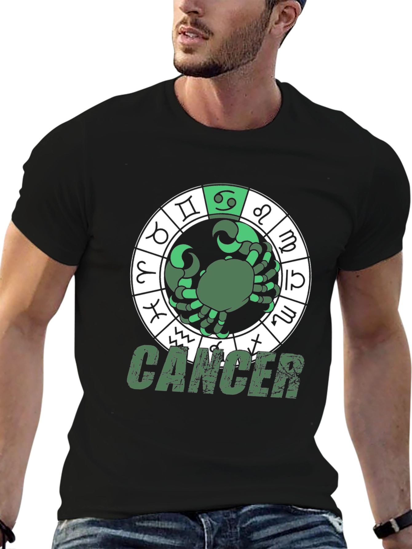 Black Cancer Zodiac Graphic T-Shirt view 6