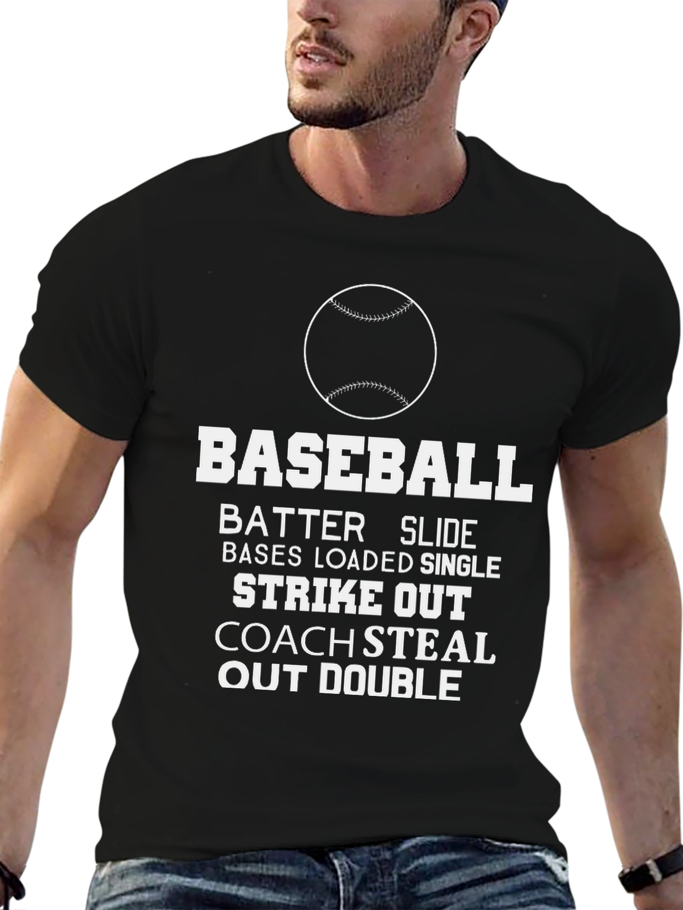Black Baseball Graphic T-Shirt - Batter Up! view 6