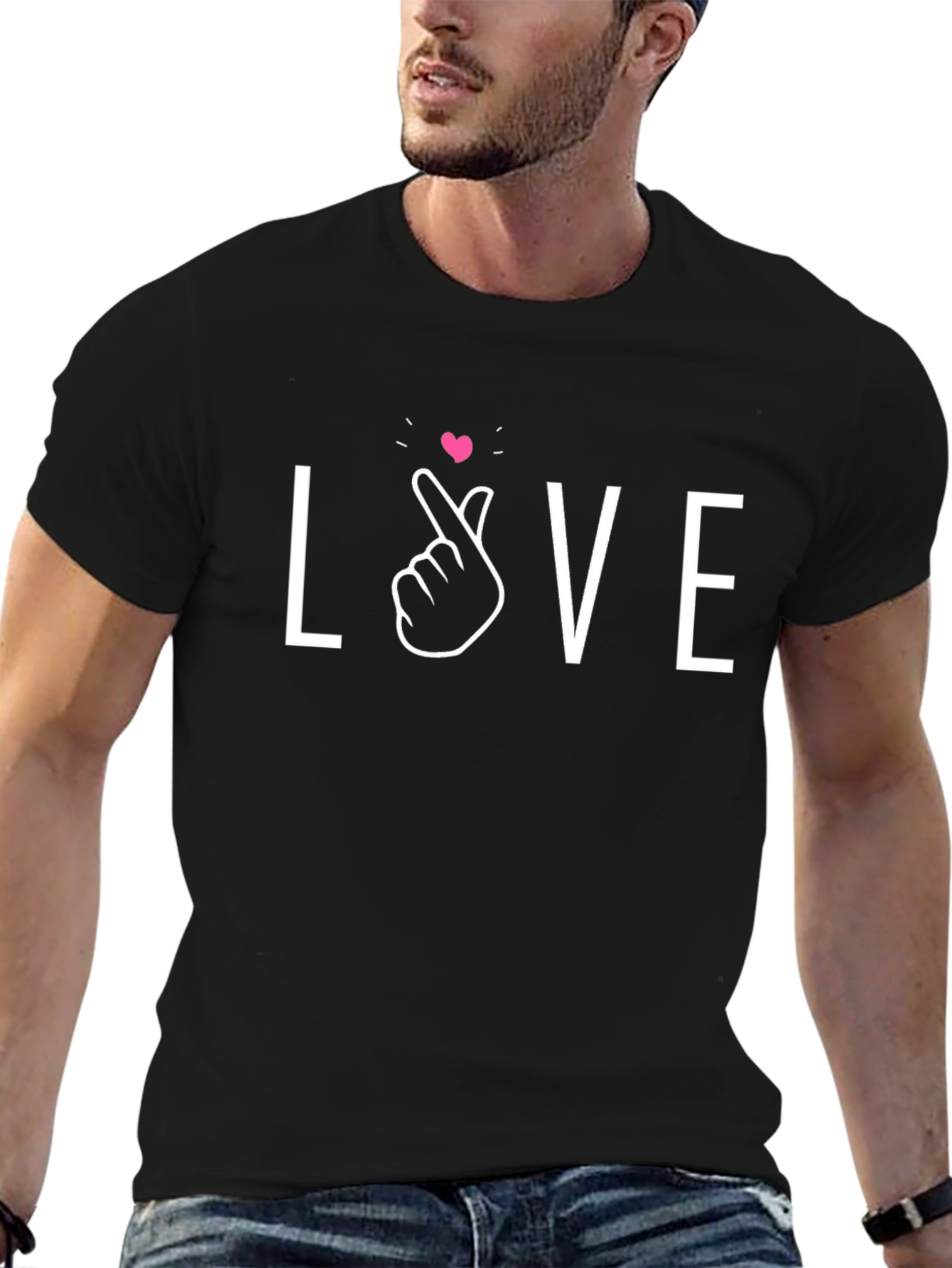 Black Love Gesture Graphic Tee - Trendy Black Shirt view 6