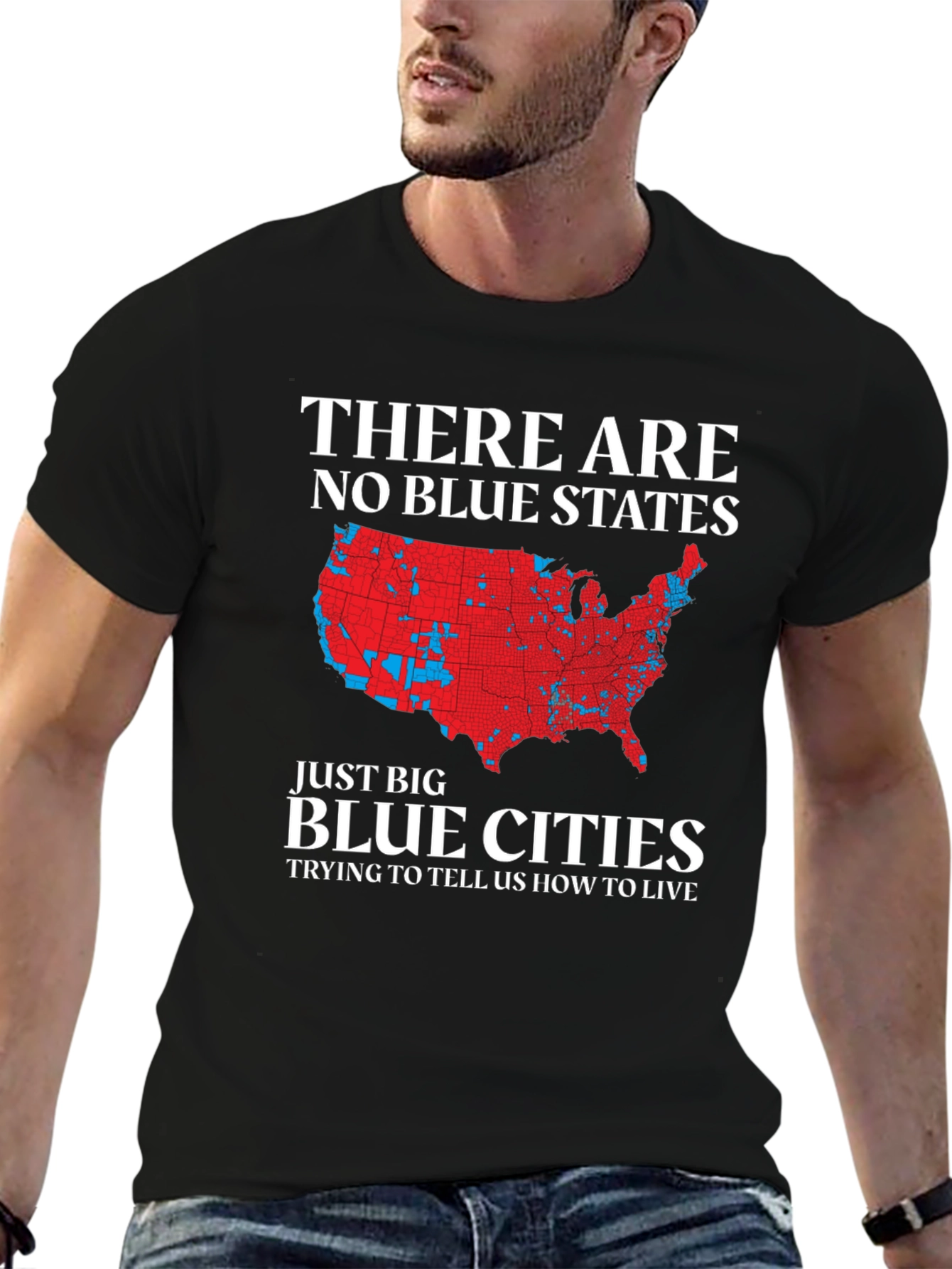 Black Political Statement T-Shirt: No Blue States view 6