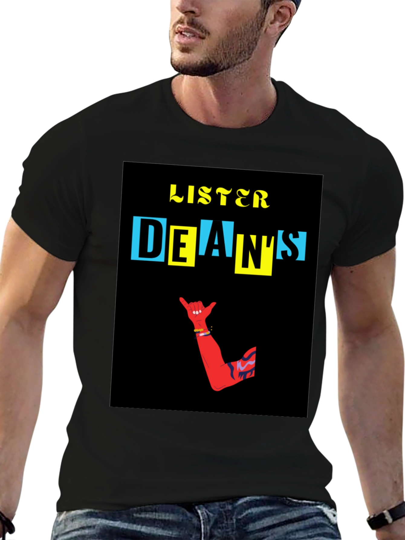 Black Cool Graphic T-Shirt - Listener Dean's Design view 6