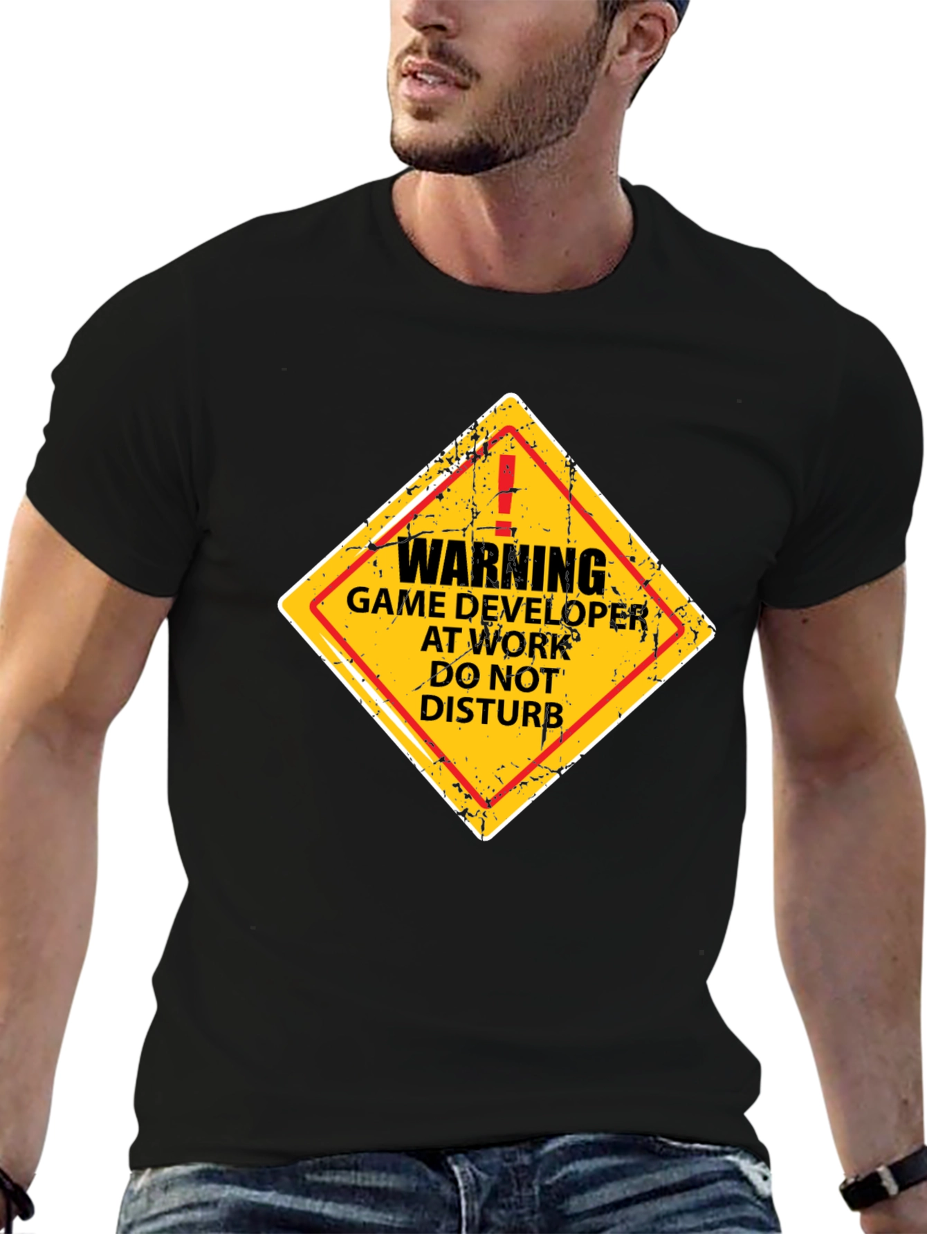 Black Warning Game Developer T-Shirt - Funny Programmer Tee view 6