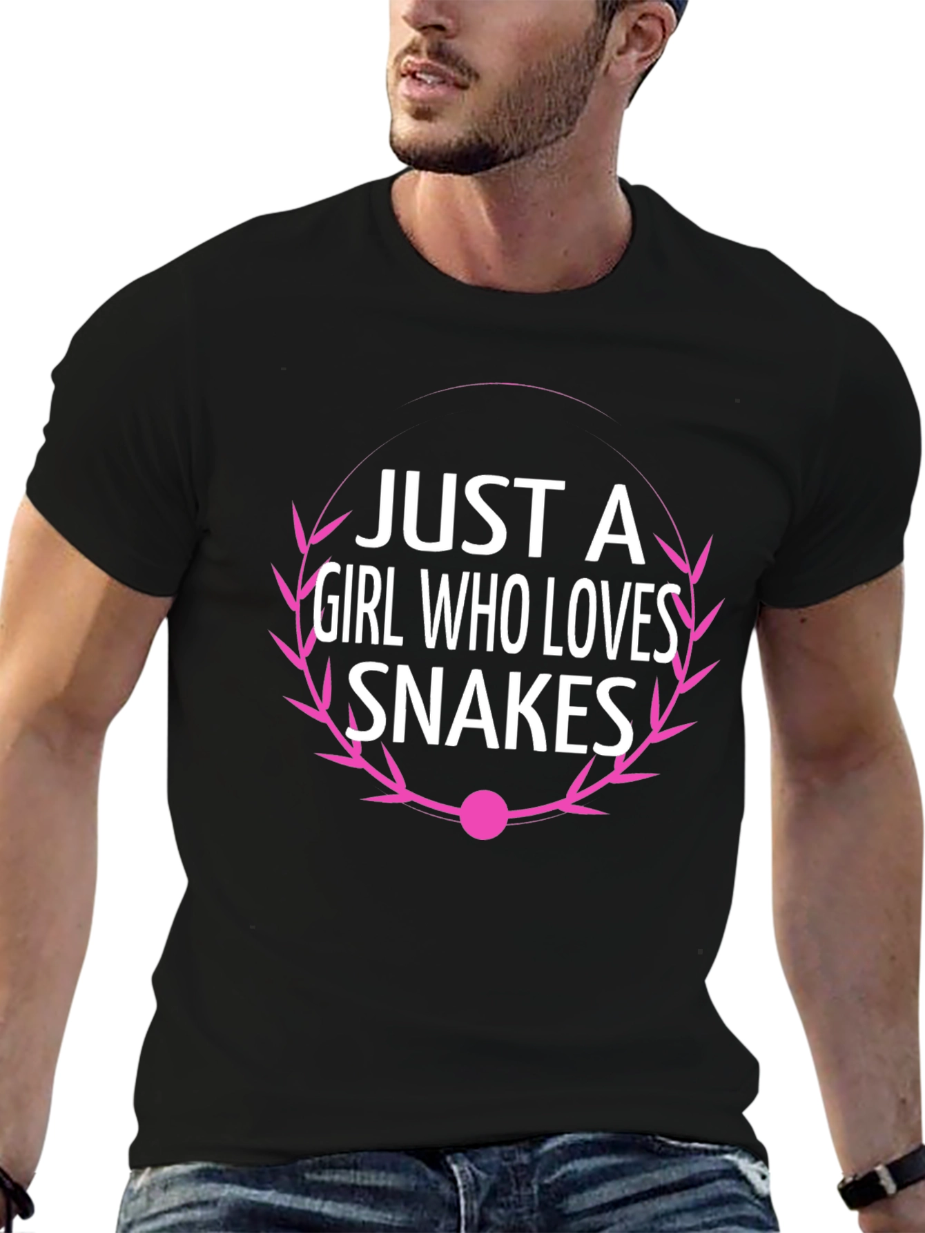 Black Just A Girl Who Loves Snakes T-Shirt view 6