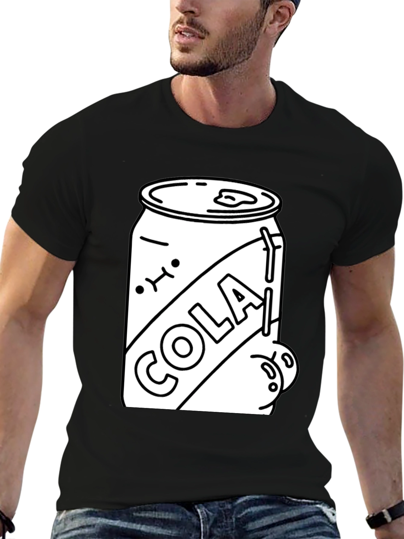 Black Funny Cola Can T-Shirt - Black view 6