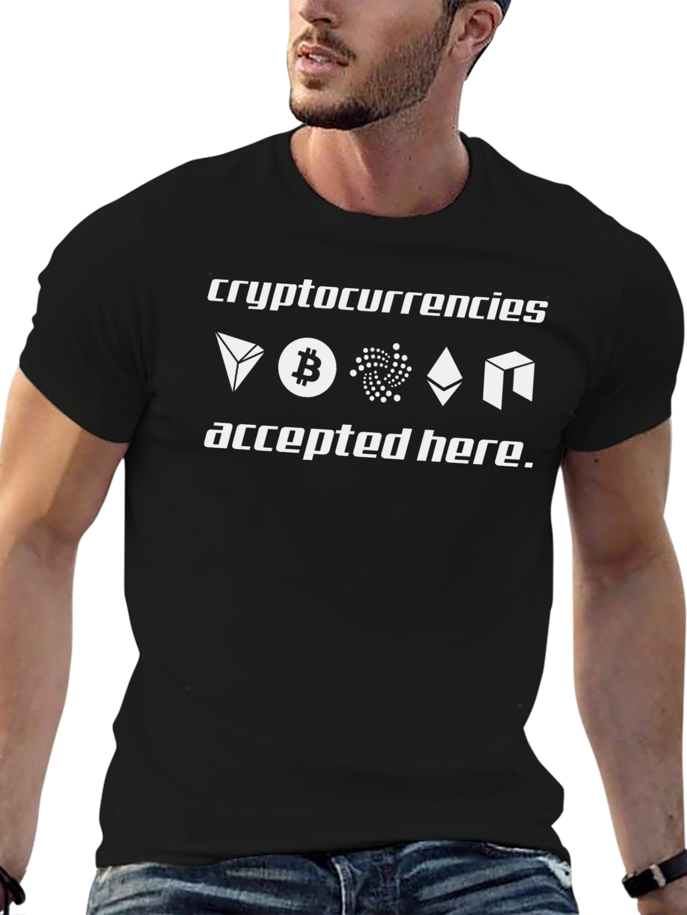 Black Crypto Accepted Here Black T-Shirt view 6