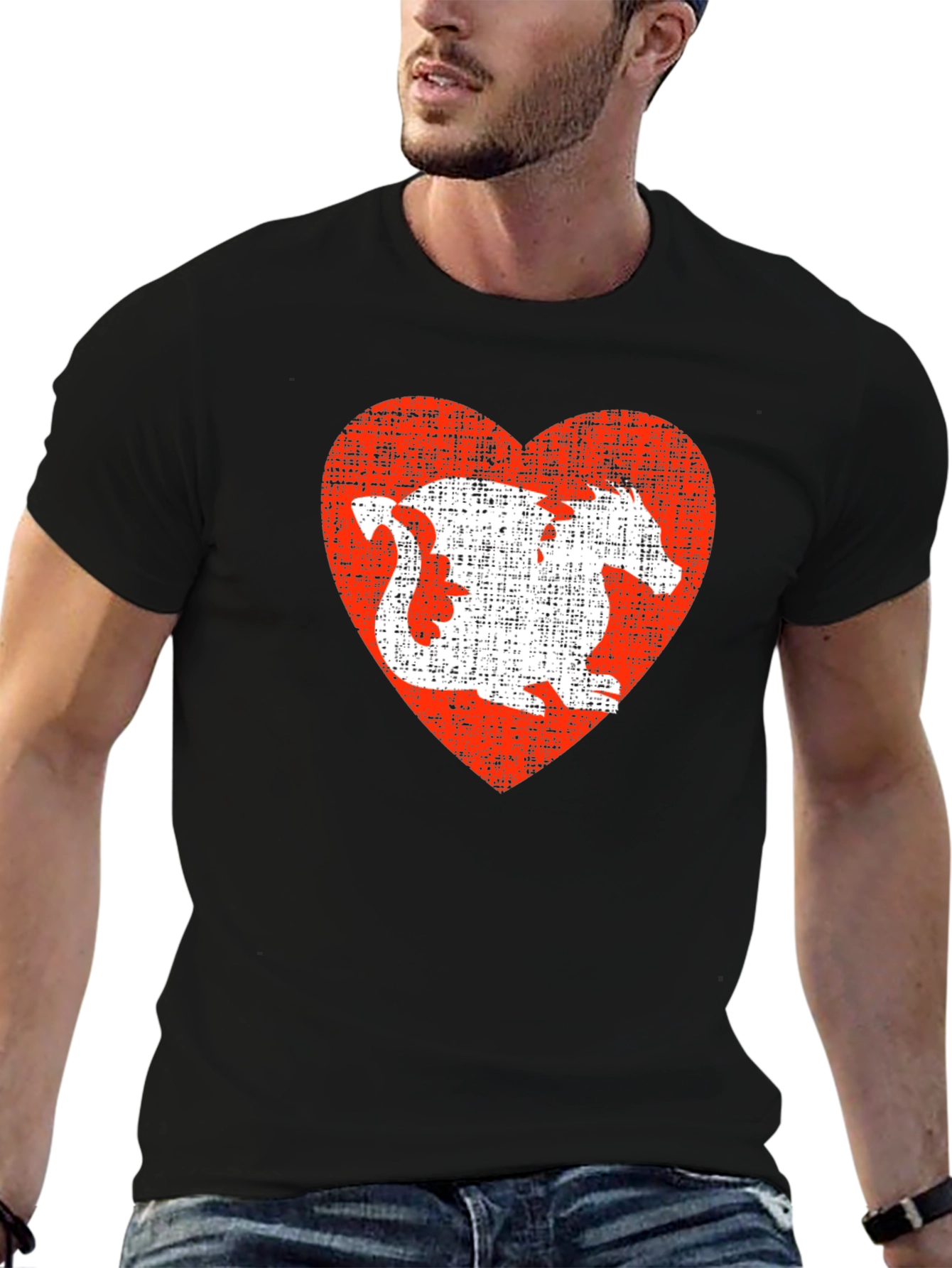 Black Dragon Heart Graphic Tee - Black Casual T-Shirt view 6