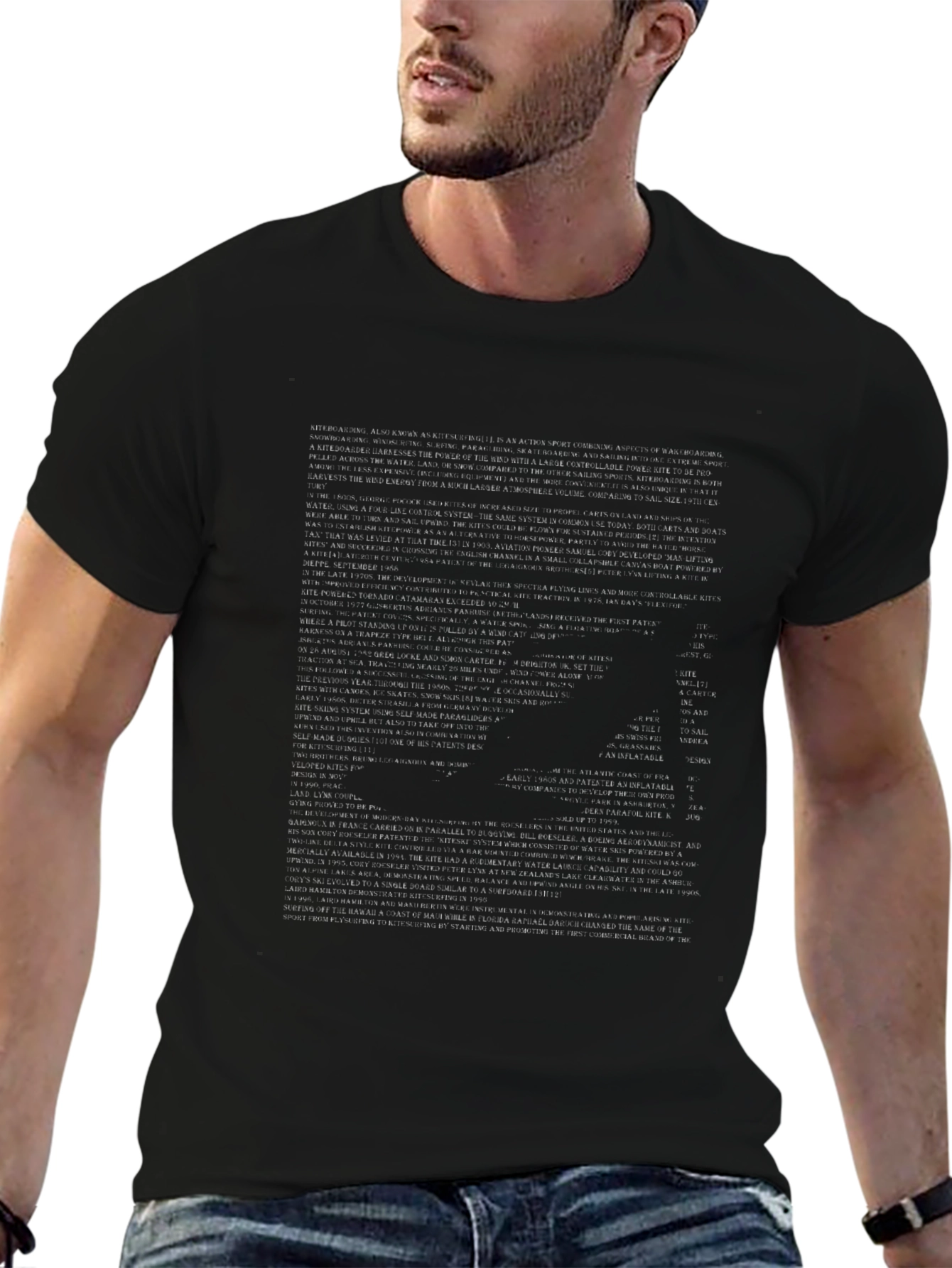 Black Text Pattern Graphic T-Shirt - Casual Style view 6