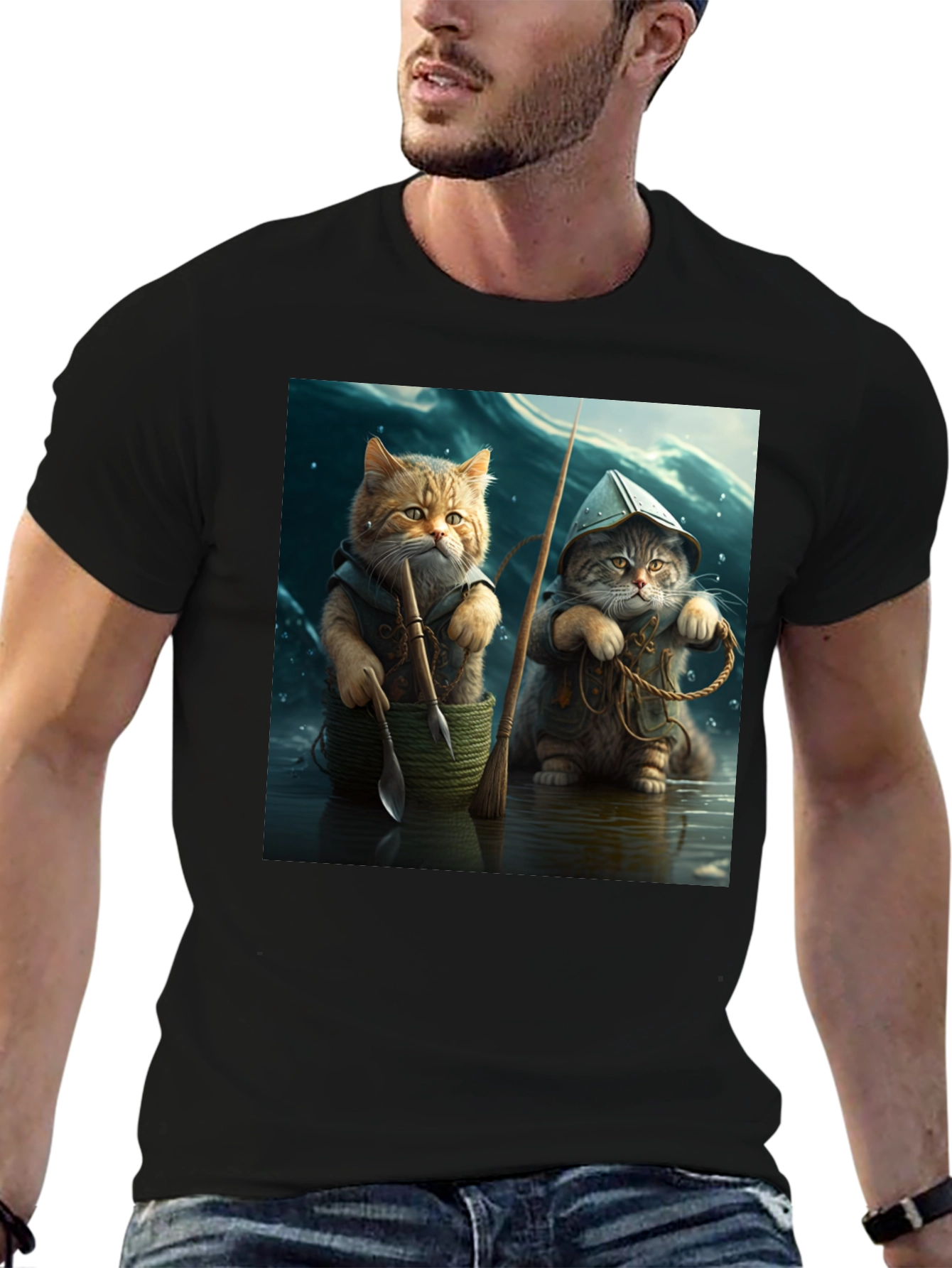 Black Cat Fishermen Graphic Tee view 6