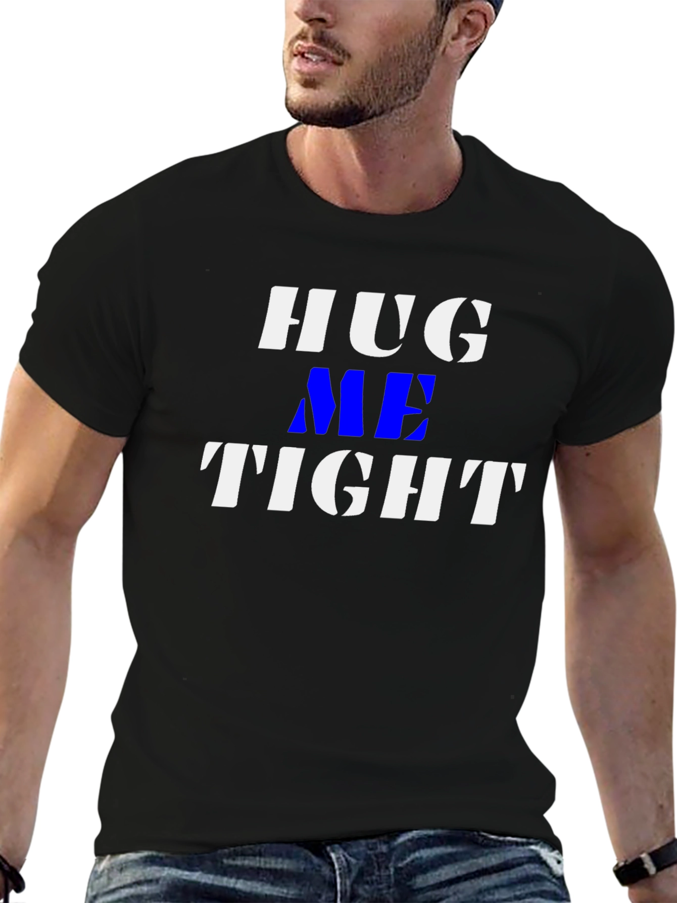 Black Hug Me Tight Black Graphic T-Shirt view 6