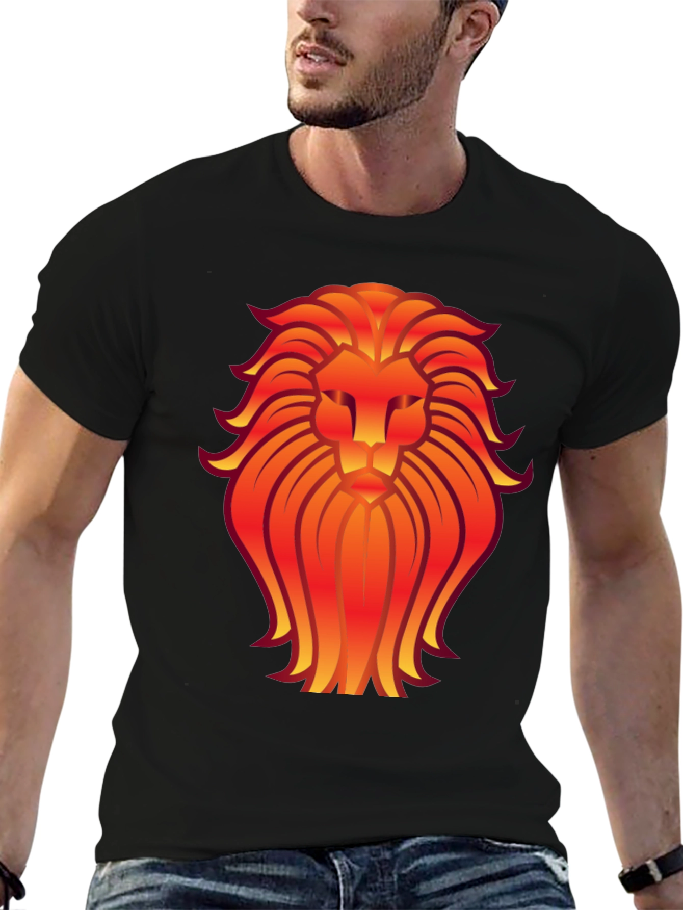 Black Fiery Lion Graphic Tee - Bold & Stylish view 6