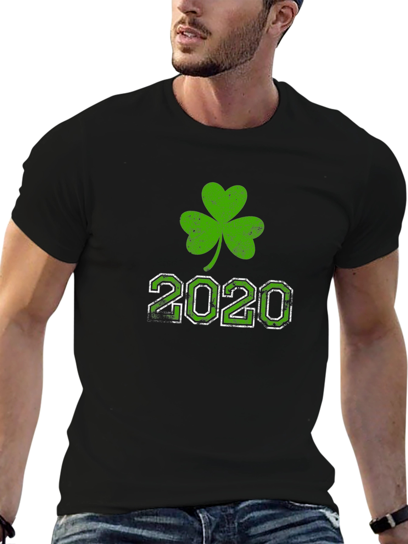 Black St. Patrick's Day 2020 Shamrock Graphic Tee view 6