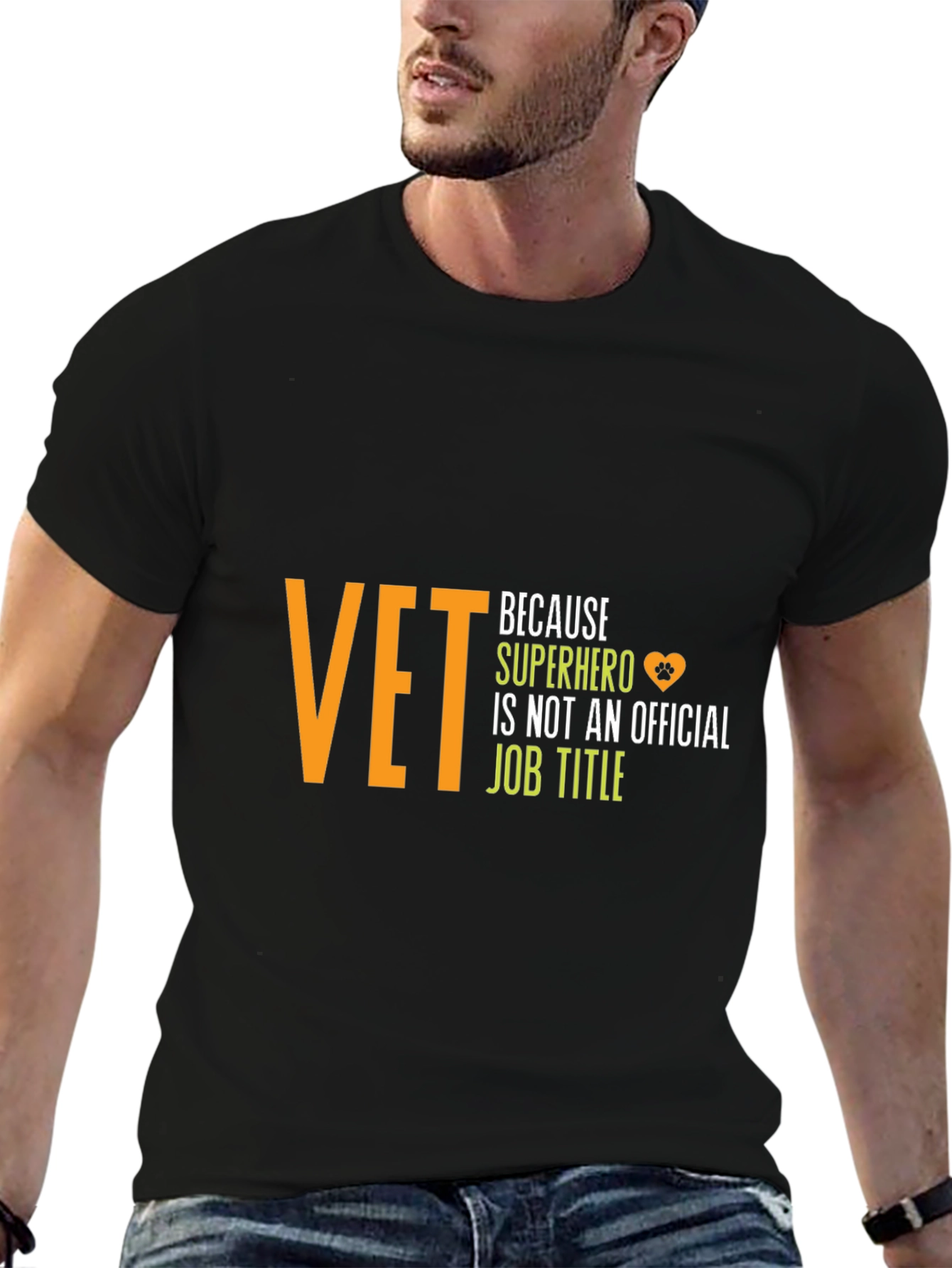 Black Vet Superhero T-Shirt - Black Cotton Tee view 6
