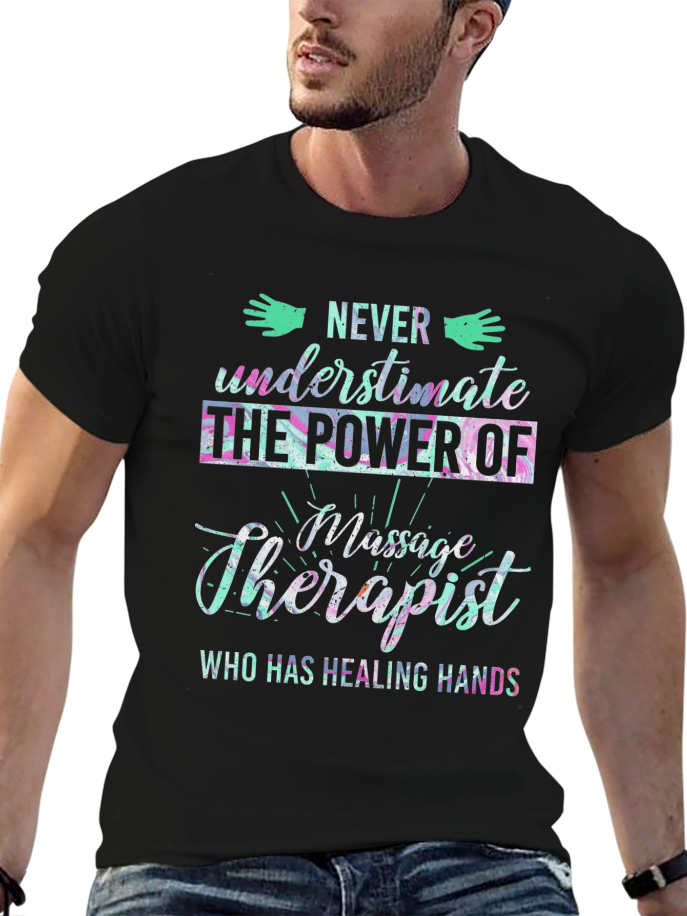Massage Therapist Healing Hands Graphic T-Shirt - 6