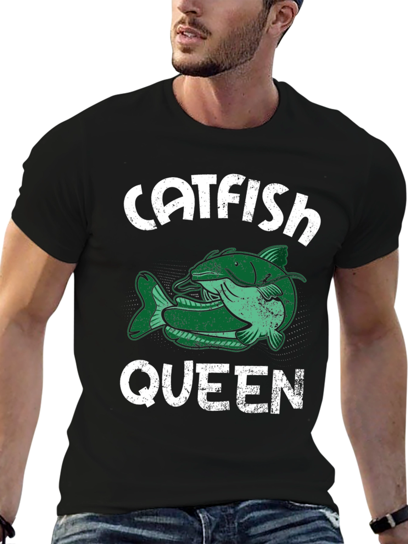 Black Catfish Queen T-Shirt - Fishing Tee view 6