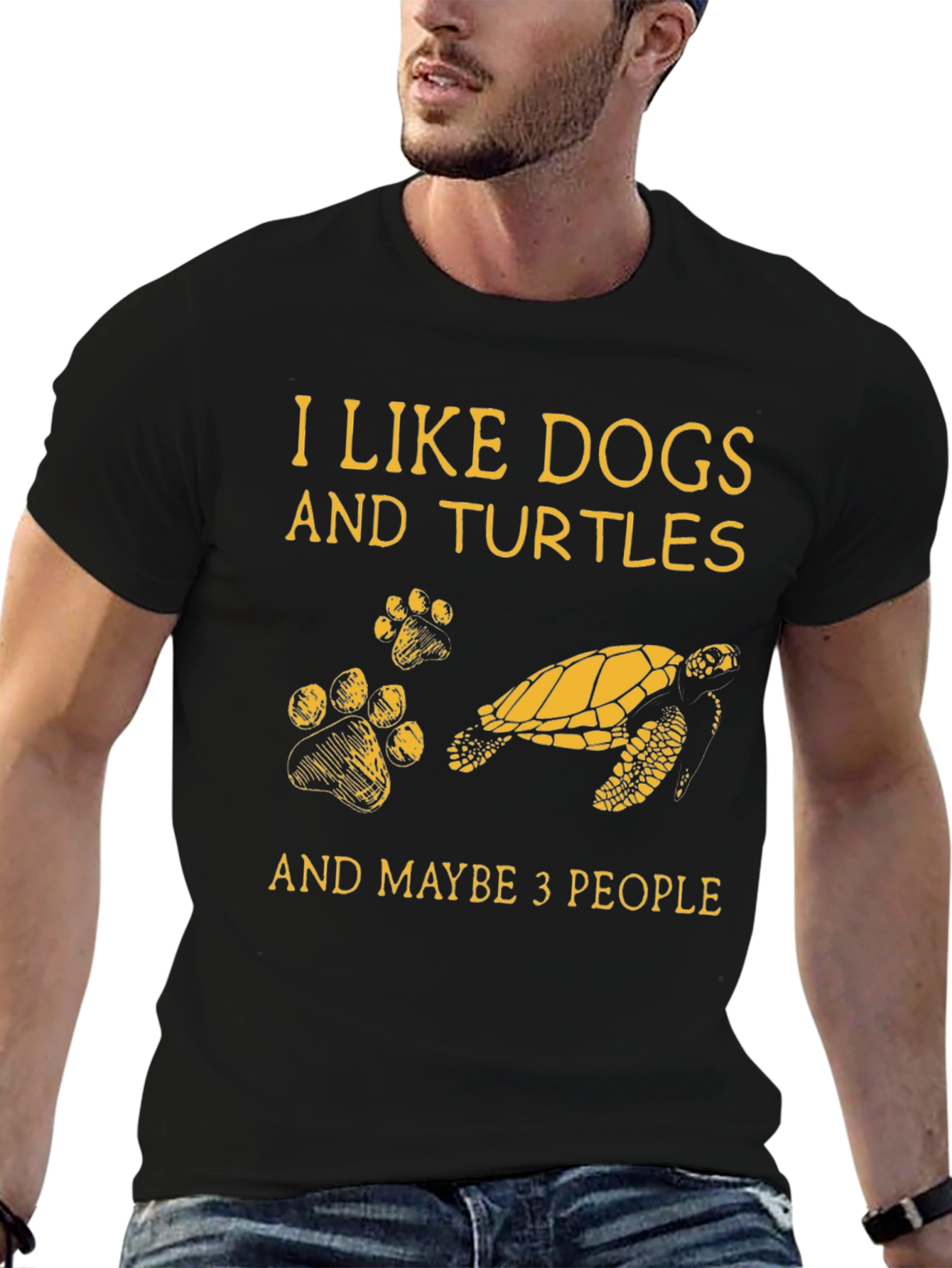 Black I Like Dogs and Turtles T-Shirt view 6