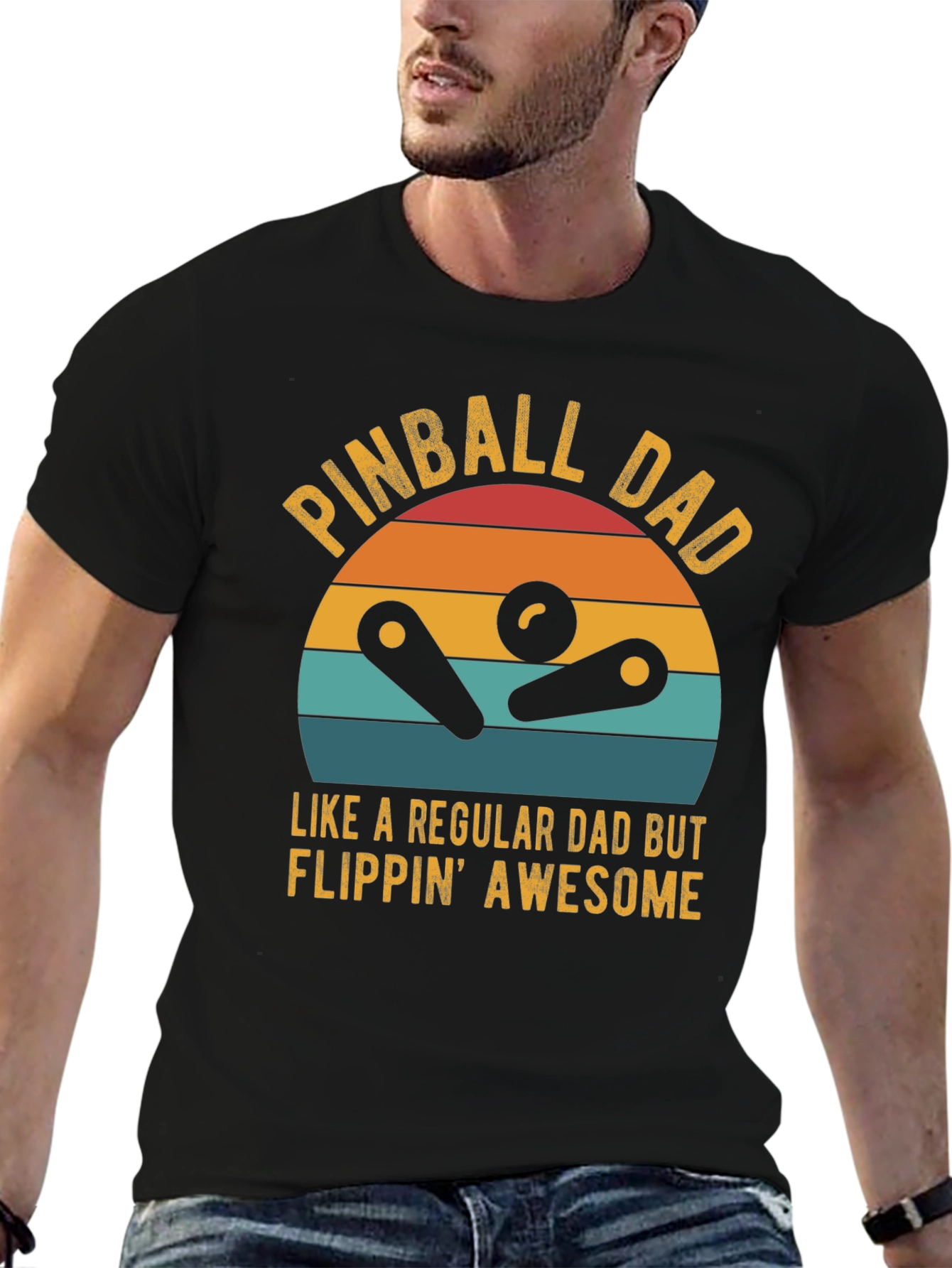 Black Pinball Dad Graphic T-Shirt - Flippin' Awesome Tee view 6