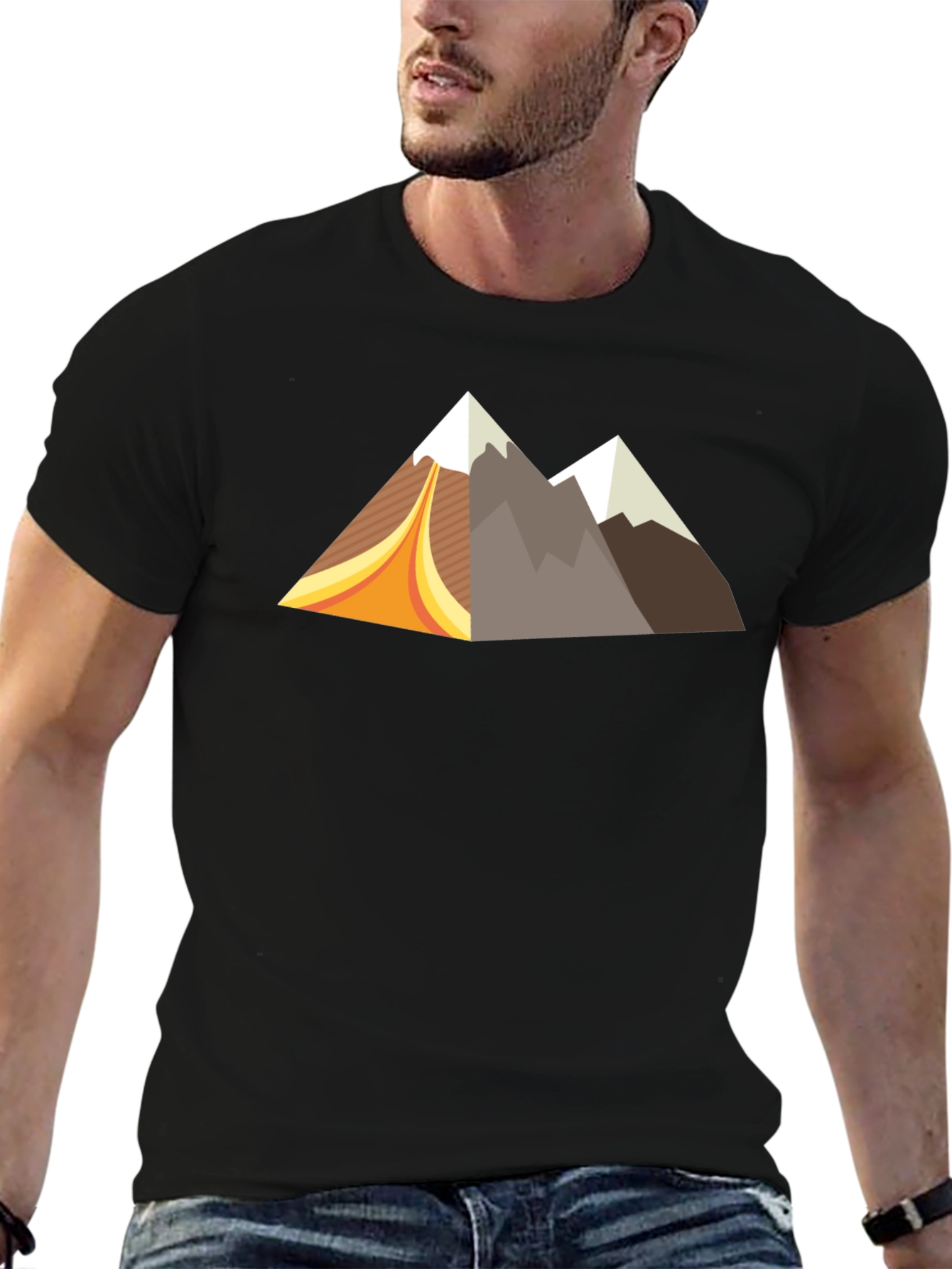 Black Retro Mountain Graphic Tee - Black Short Sleeve Shirt view 6