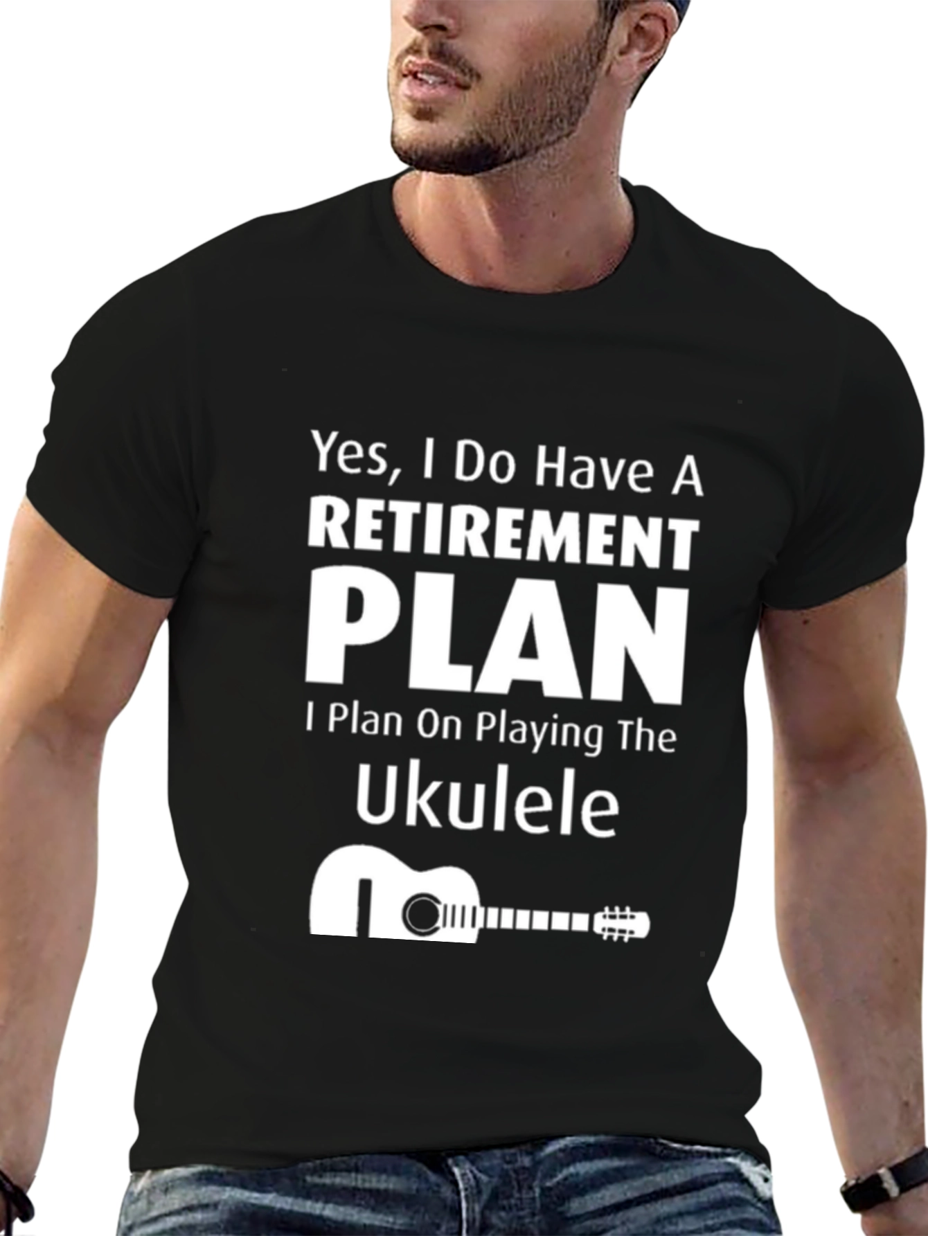 Black Retirement Plan Ukulele T-Shirt view 6