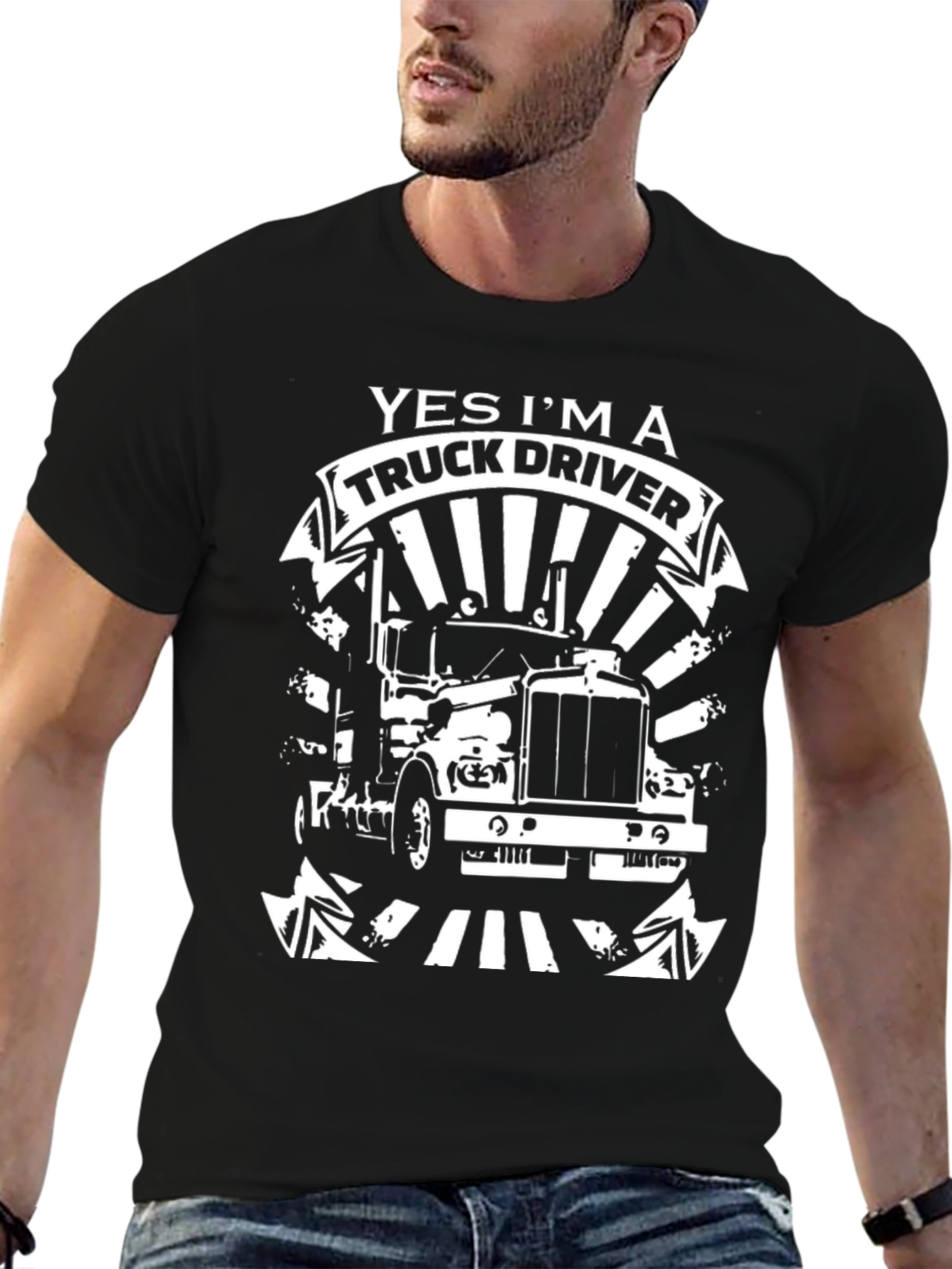 Black Yes I'm A Truck Driver T-Shirt - Black Graphic Tee view 6