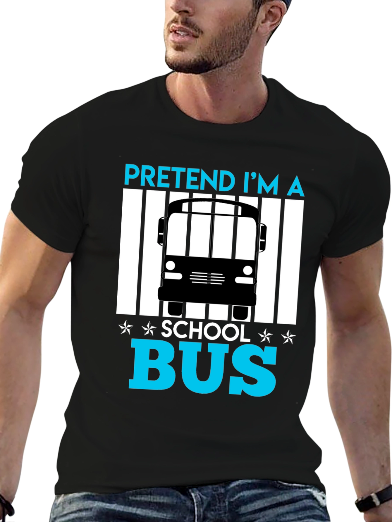 Black Pretend I'm A School Bus Funny T-Shirt view 6