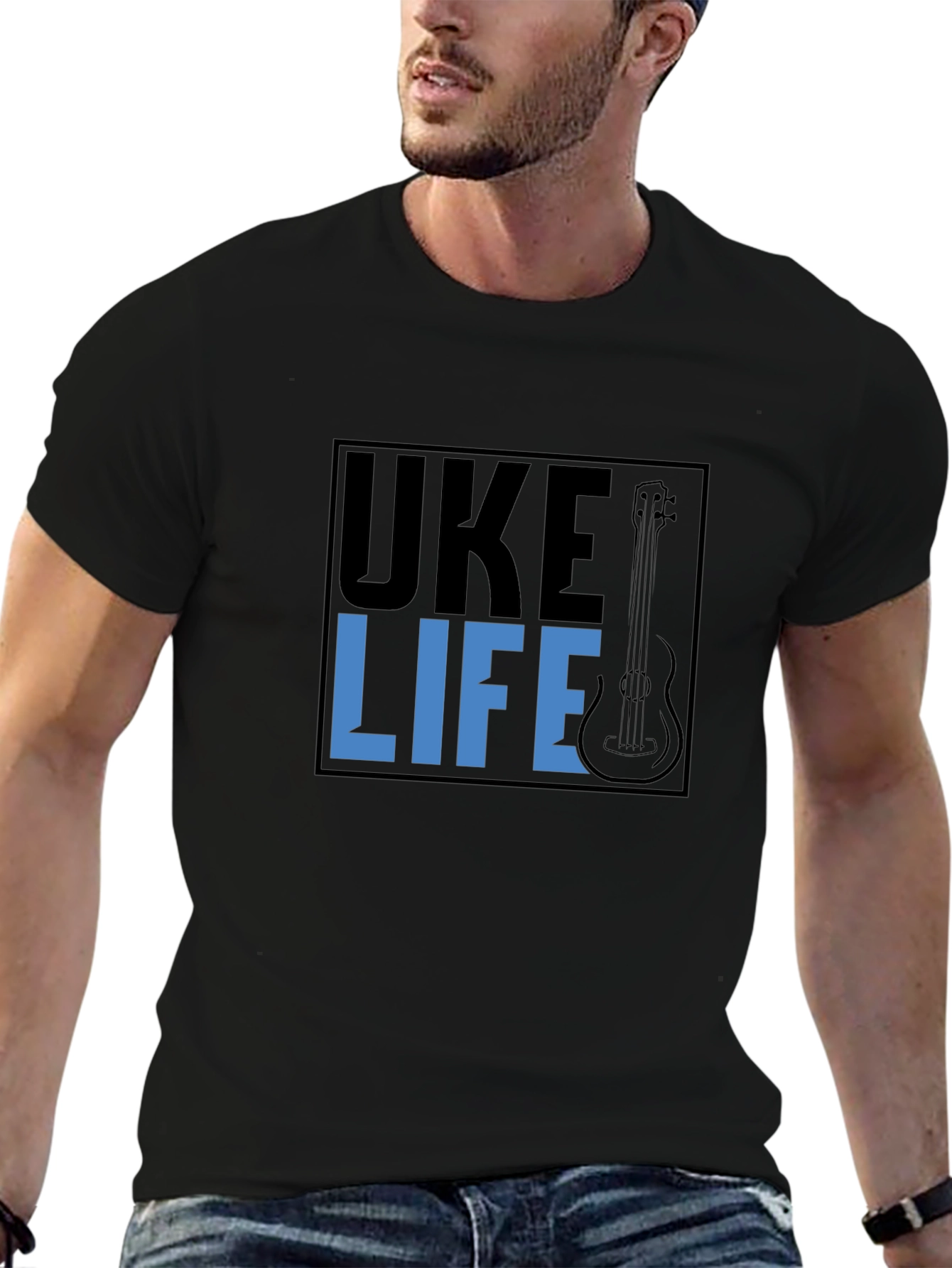 Black Uke Life Graphic T-Shirt - Ukulele Lover Tee view 6