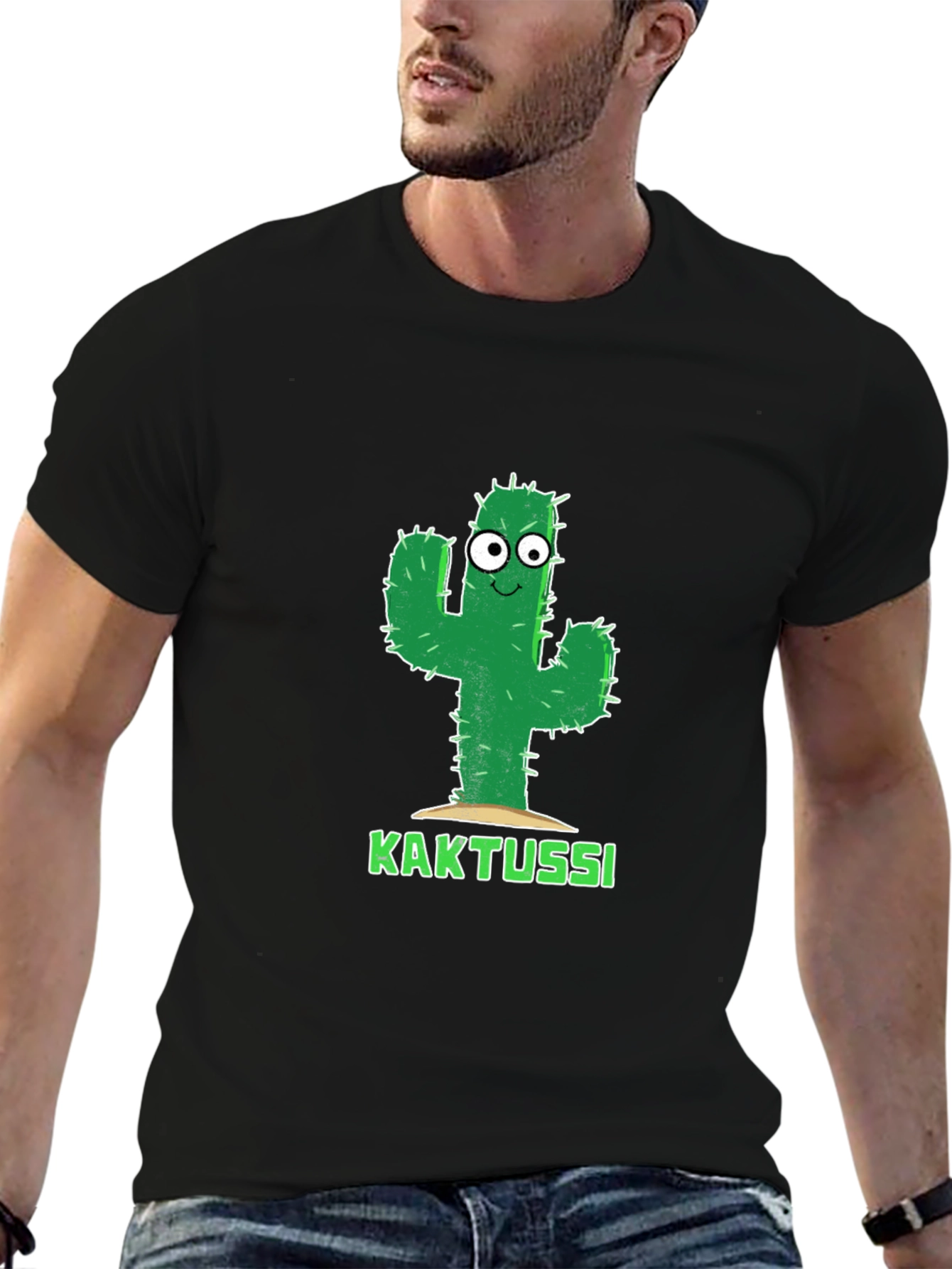 Black Funny Cactus T-Shirt - Kaktussi Design view 6
