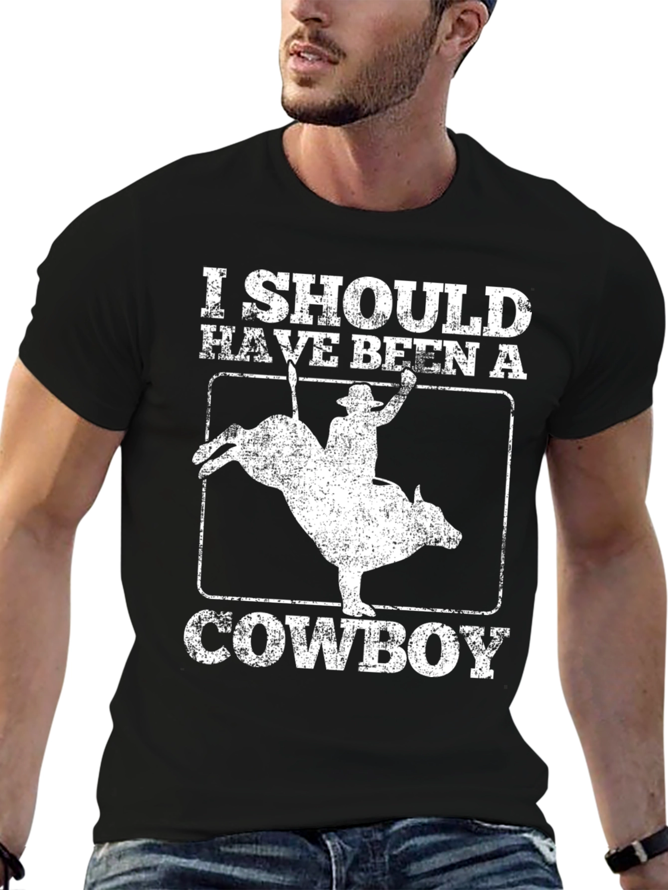 Black I Should Have Been a Cowboy Graphic T-Shirt view 6