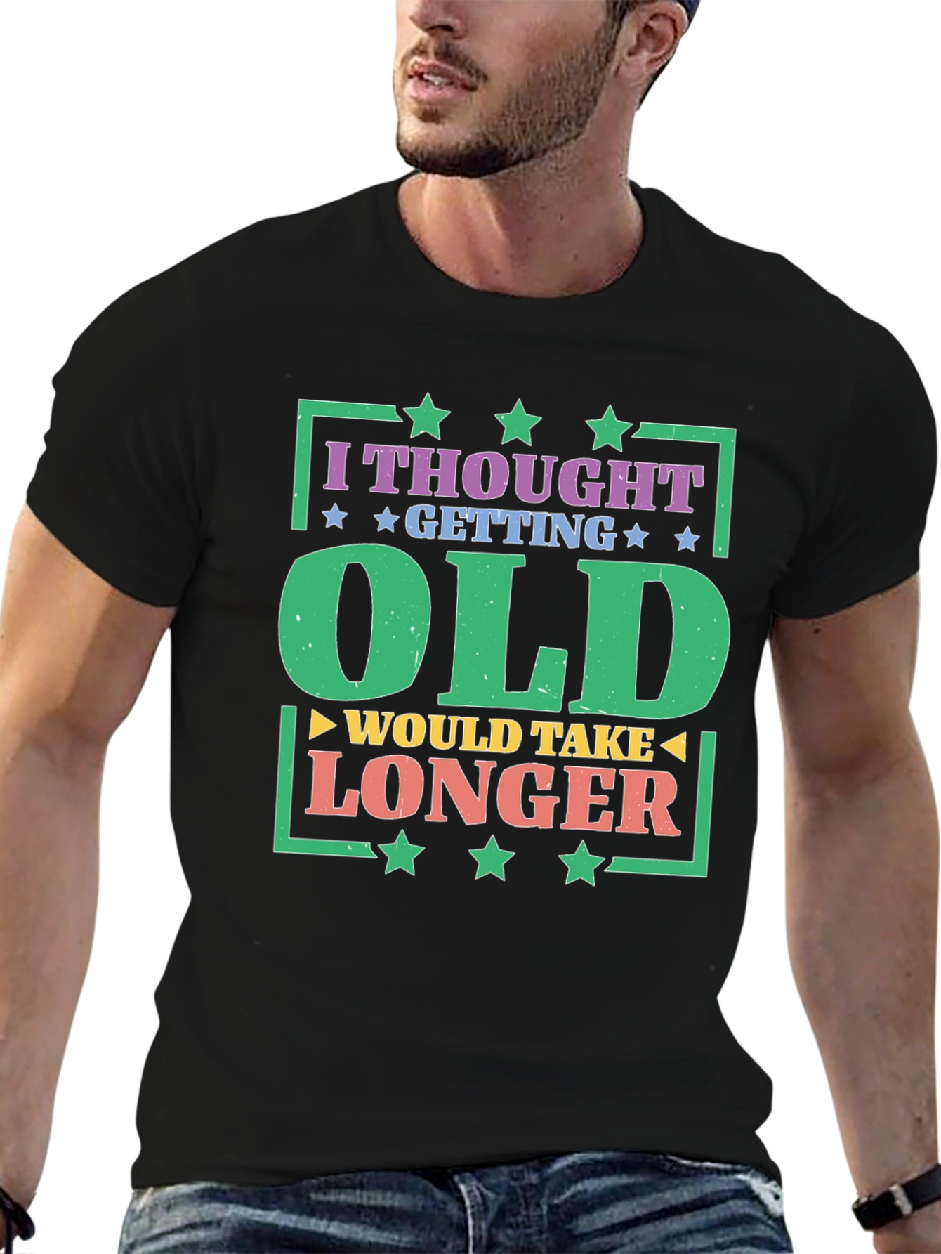 Black Funny Getting Old T-Shirt view 6