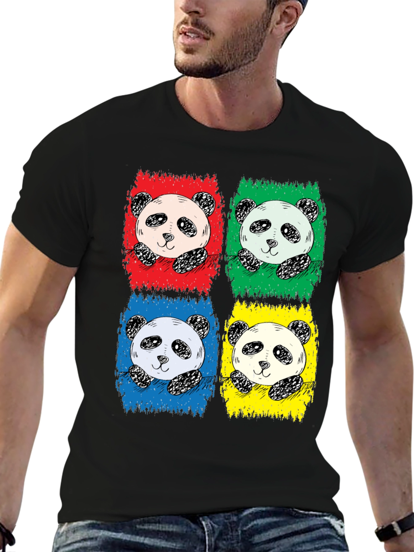 Black Pop Art Panda Graphic Tee - Unisex view 6