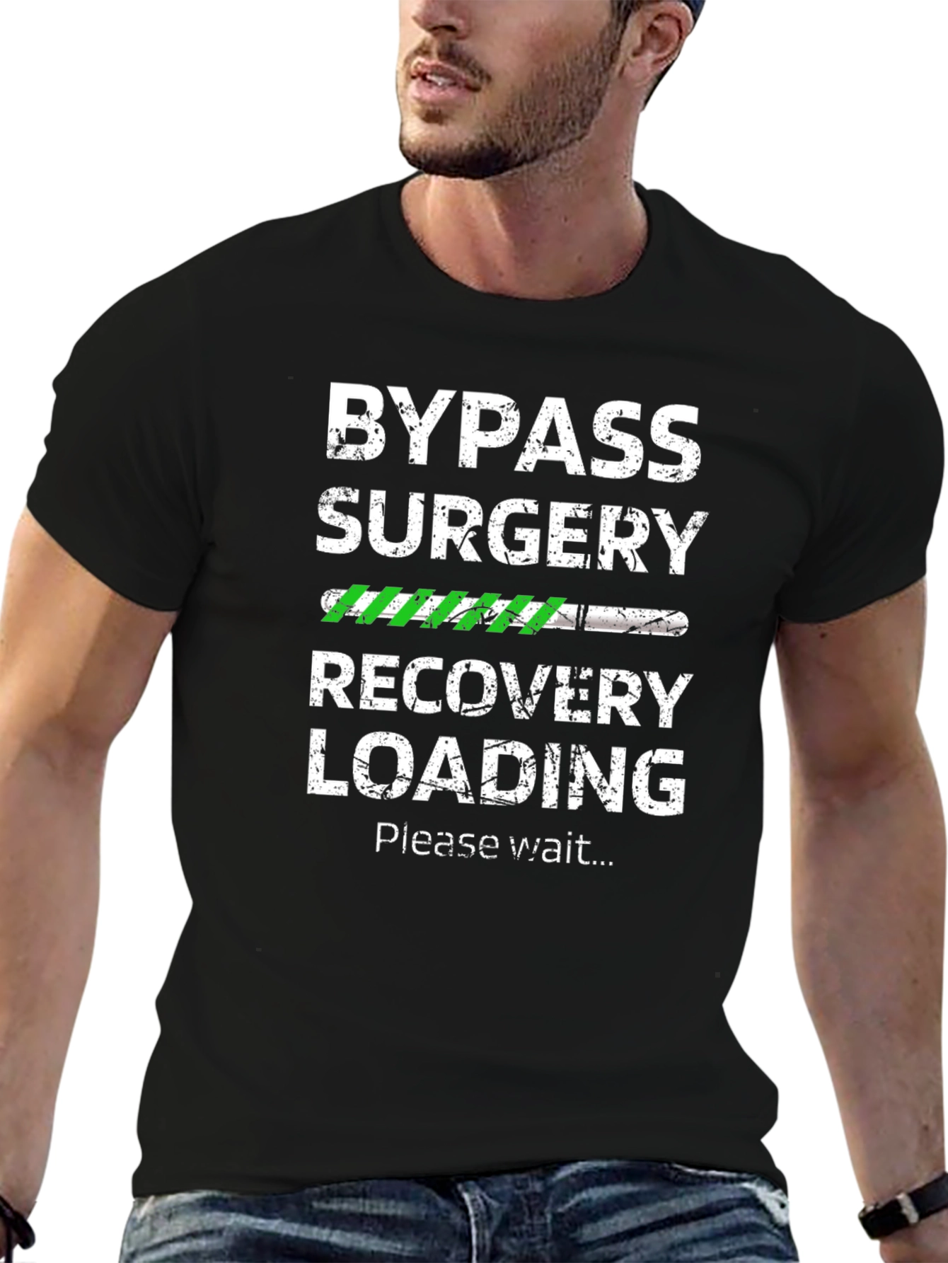 Black Bypass Surgery Recovery Loading Graphic T-Shirt view 6