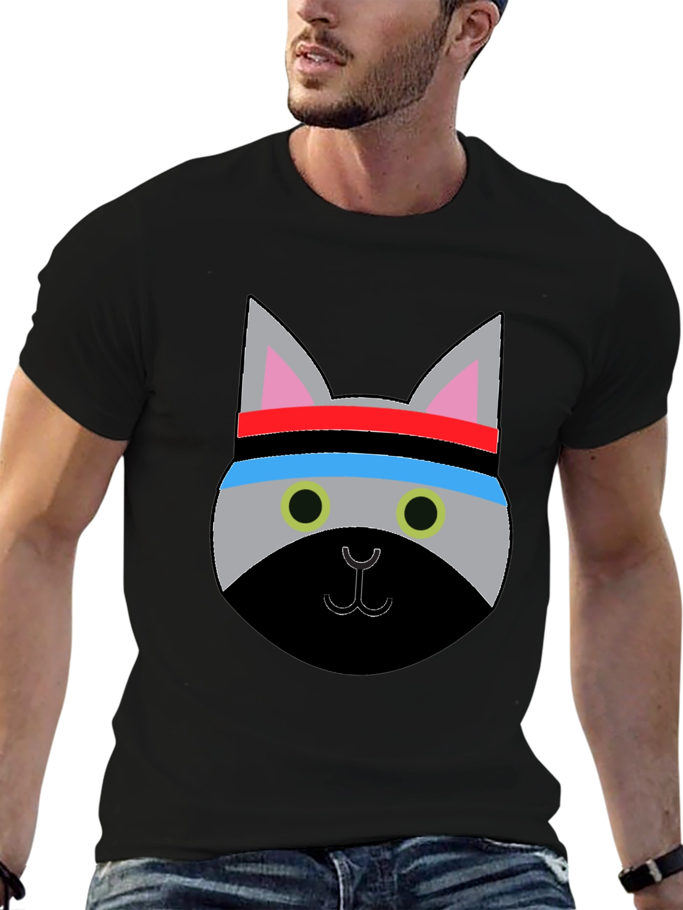 Black Cool Cat Workout T-Shirt - Funny Graphic Tee view 6