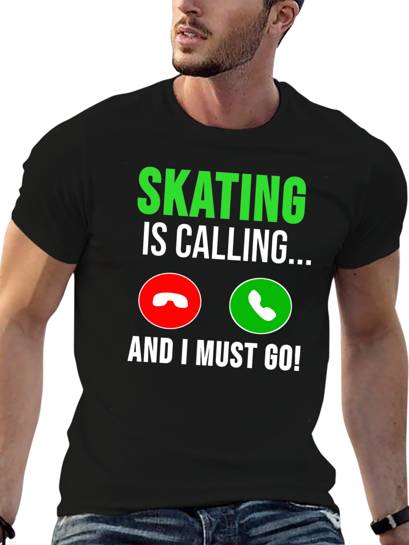 Skating Is Calling Black Graphic T-Shirt - 6