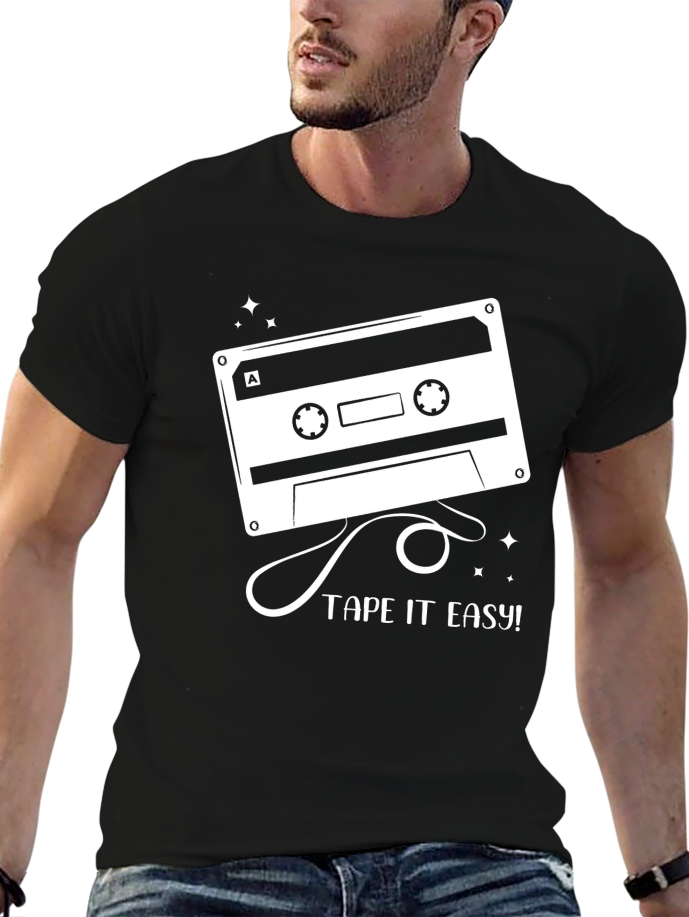 Black Tape It Easy Graphic Tee - Retro Cassette Design view 6