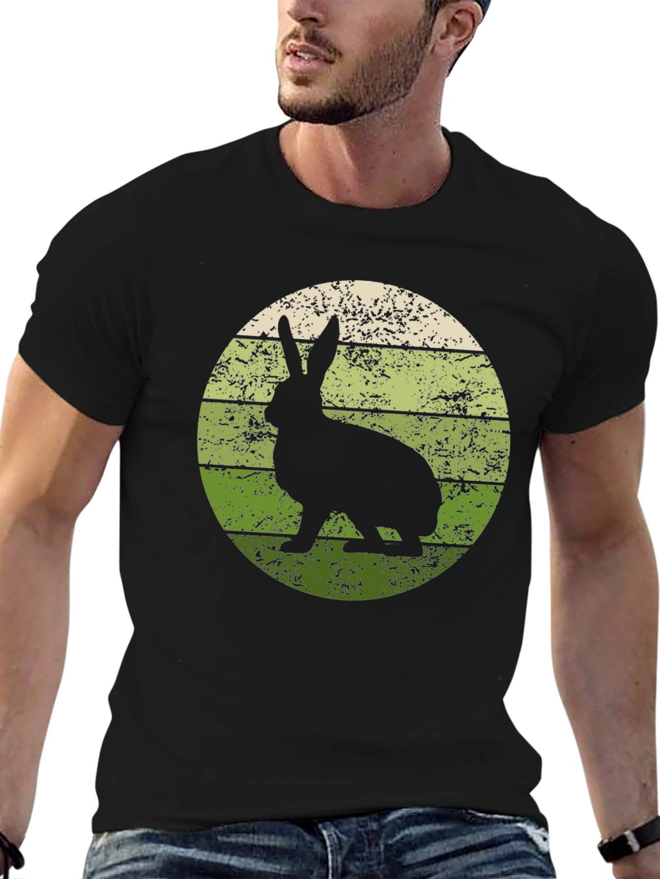 Black Retro Rabbit Graphic Tee - Vintage Style view 6