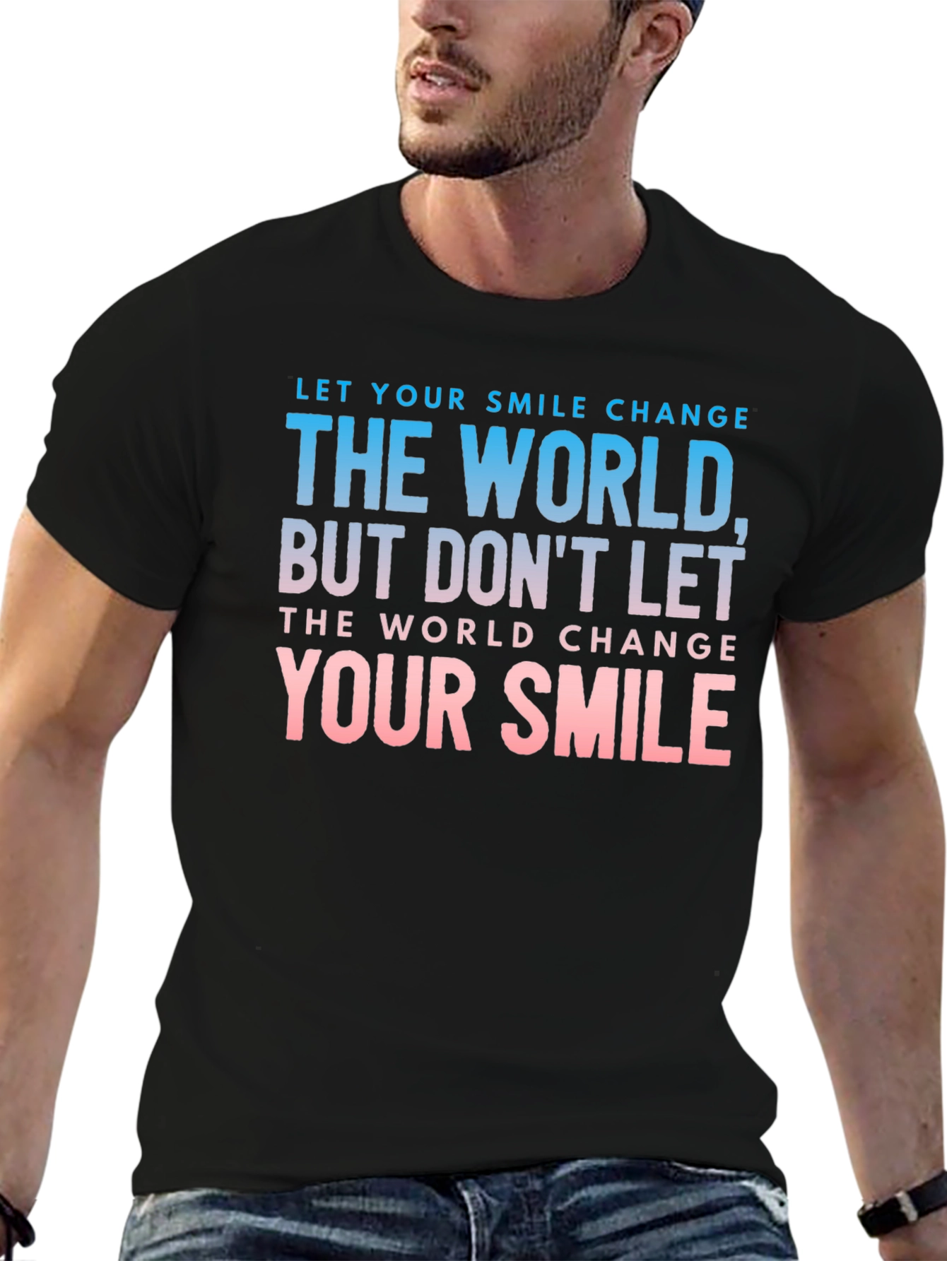 Black Smile Change The World Graphic T-Shirt view 6
