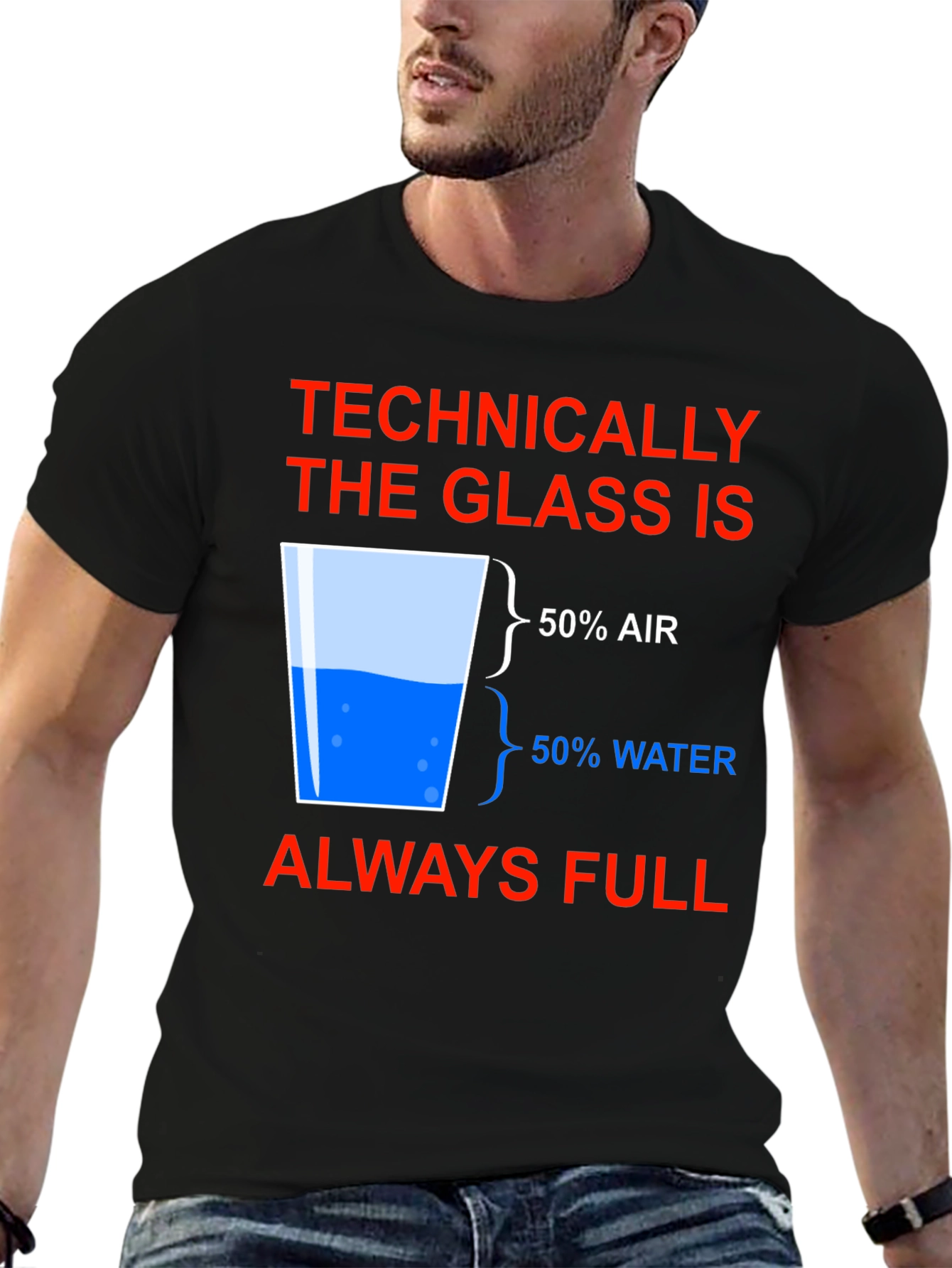 Black Technically Full Glass Humor T-Shirt view 6